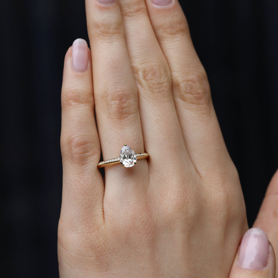 The Lyra Ring with Diamonds - Pear Cut by East London jeweller Rachel Boston | Discover our collections of unique and timeless engagement rings, wedding rings, and modern fine jewellery. - Rachel Boston Jewellery
