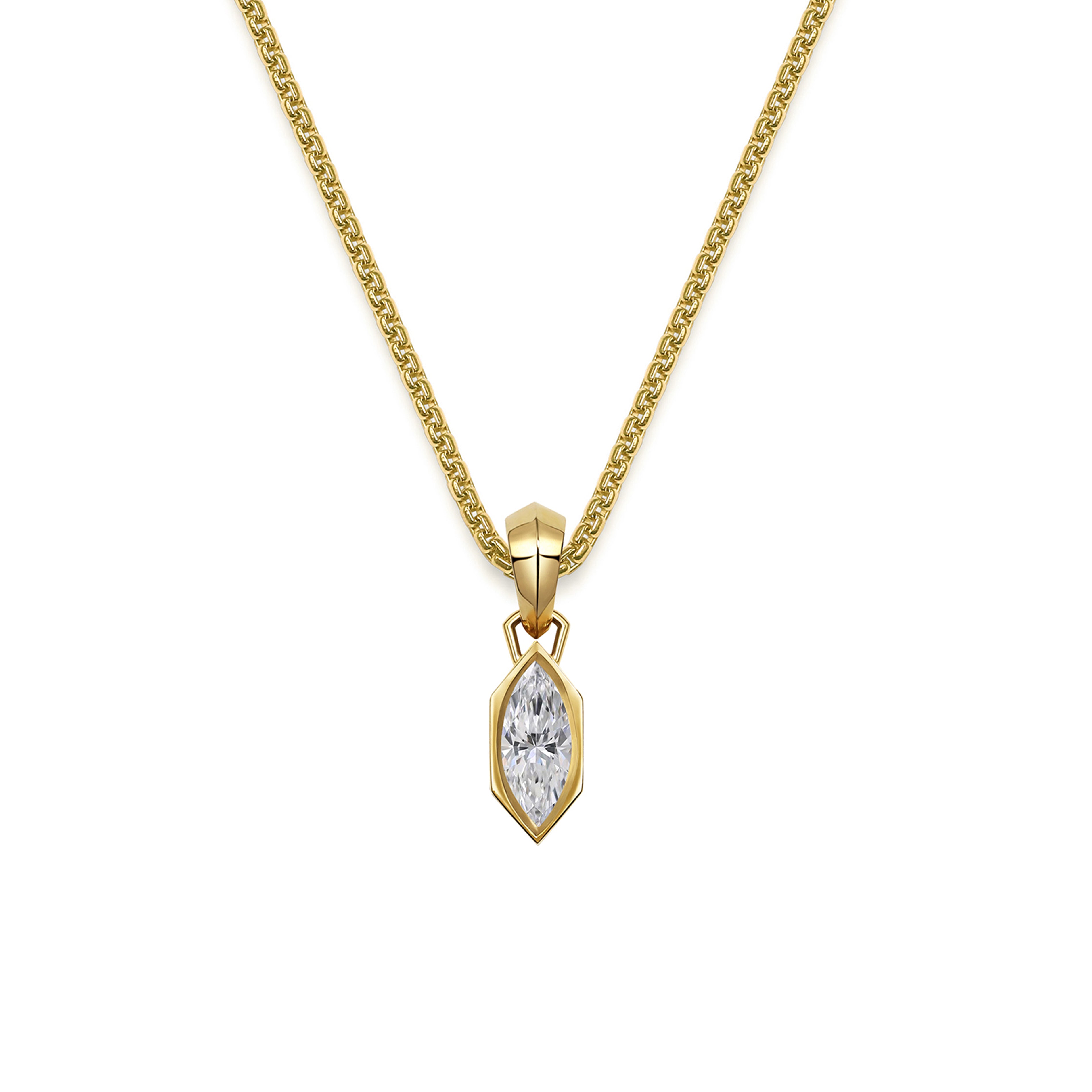The Chunky Charm Pendant - Marquise Cut by East London jeweller Rachel Boston | Discover our collections of unique and timeless engagement rings, wedding rings, and modern fine jewellery.