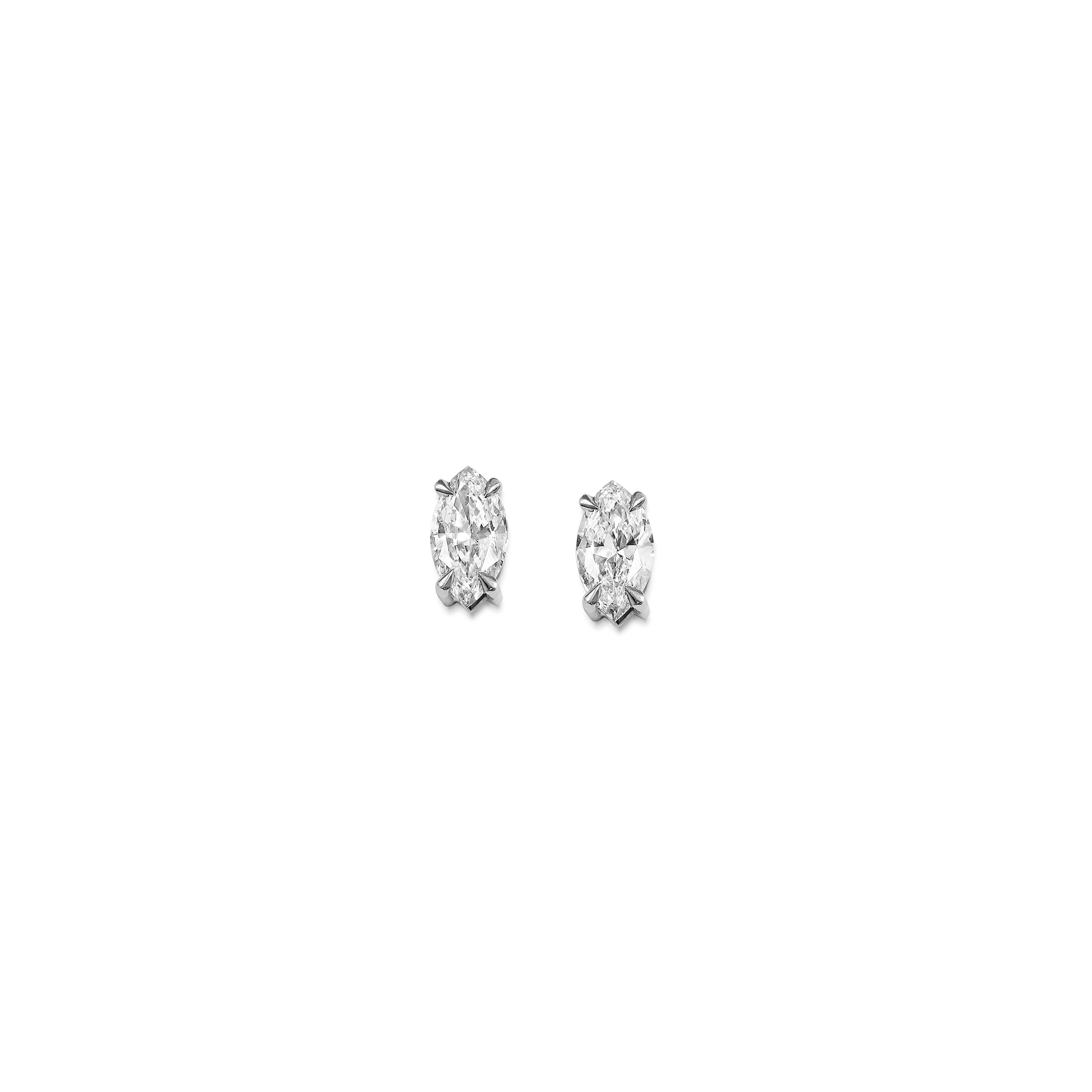 The Marquise Diamond Stud Earrings by East London jeweller Rachel Boston | Discover our collections of unique and timeless engagement rings, wedding rings, and modern fine jewellery.