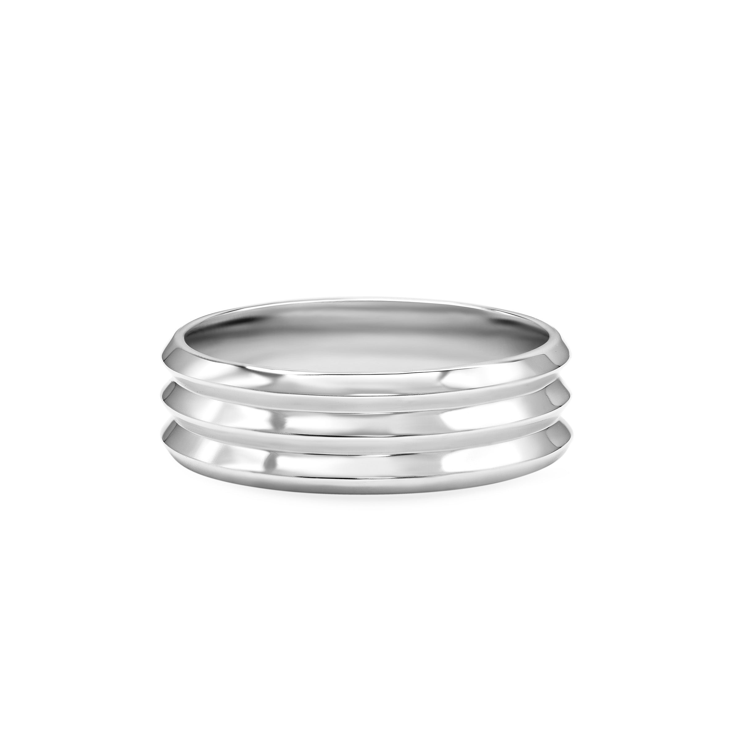 The Triple Edge Wedding Band - Wide by East London jeweller Rachel Boston | Discover our collections of unique and timeless engagement rings, wedding rings, and modern fine jewellery.