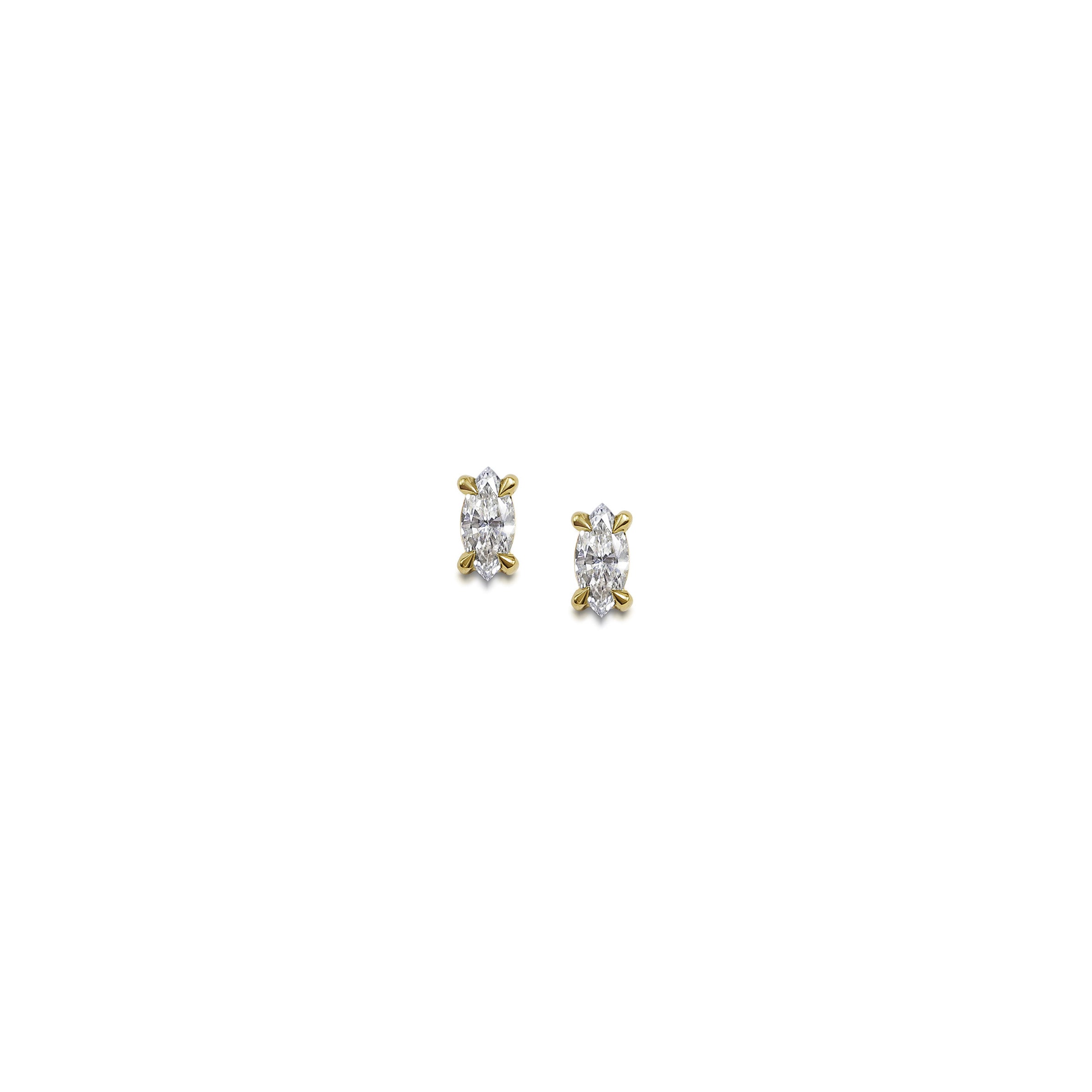 The Mini Marquise Diamond Stud Earrings by East London jeweller Rachel Boston | Discover our collections of unique and timeless engagement rings, wedding rings, and modern fine jewellery.