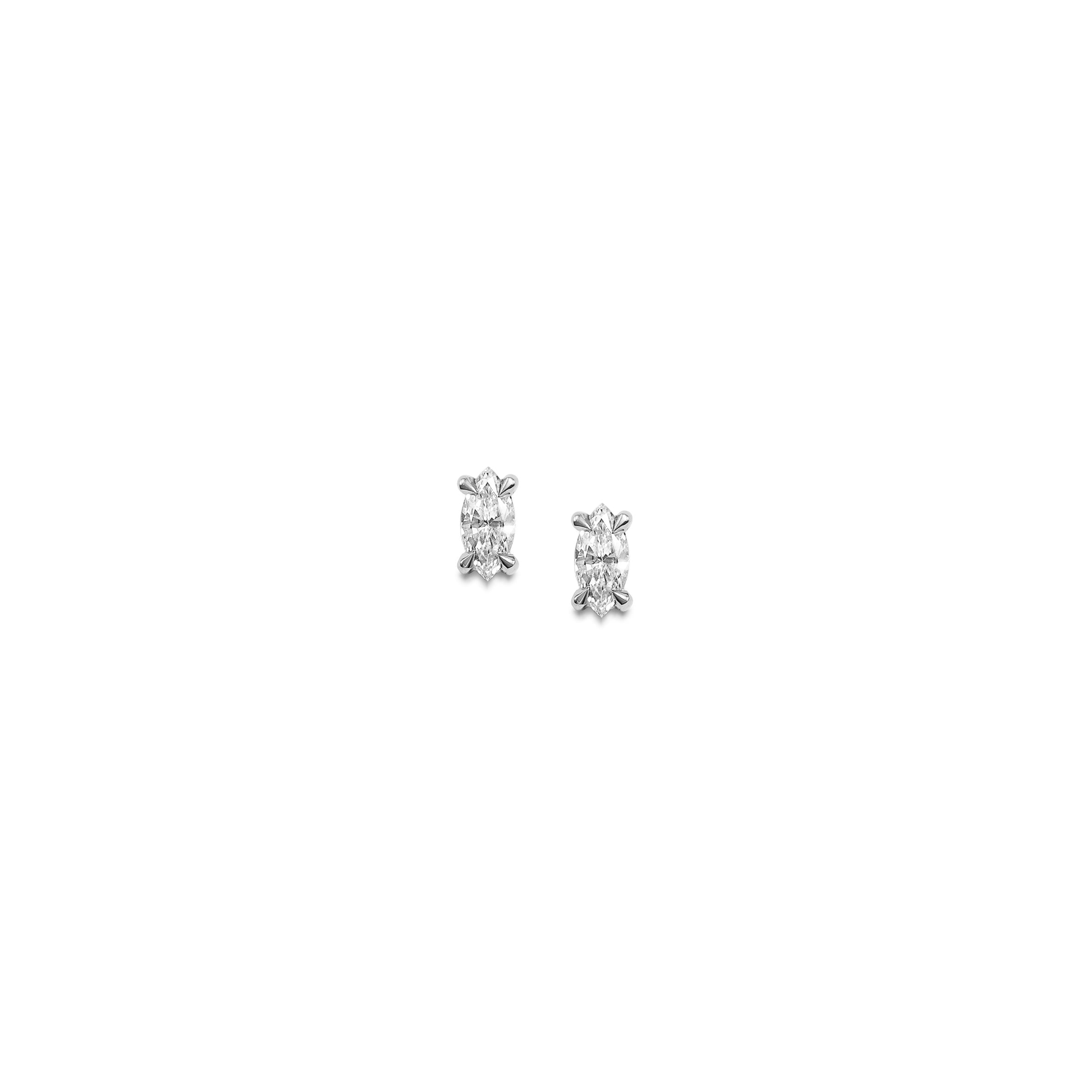 The Mini Marquise Diamond Stud Earrings by East London jeweller Rachel Boston | Discover our collections of unique and timeless engagement rings, wedding rings, and modern fine jewellery.