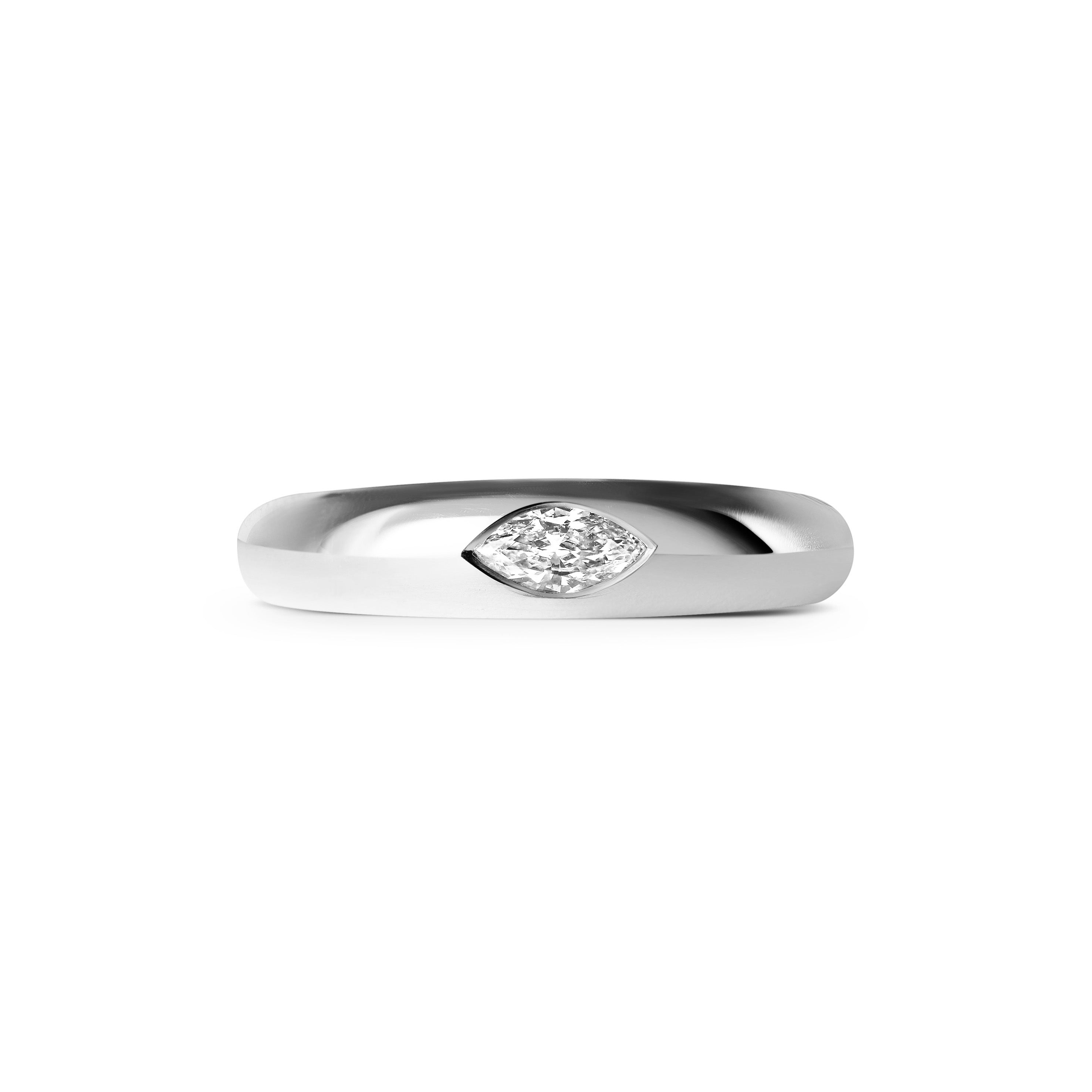 The Mini Marquise Signet Ring by East London jeweller Rachel Boston | Discover our collections of unique and timeless engagement rings, wedding rings, and modern fine jewellery.