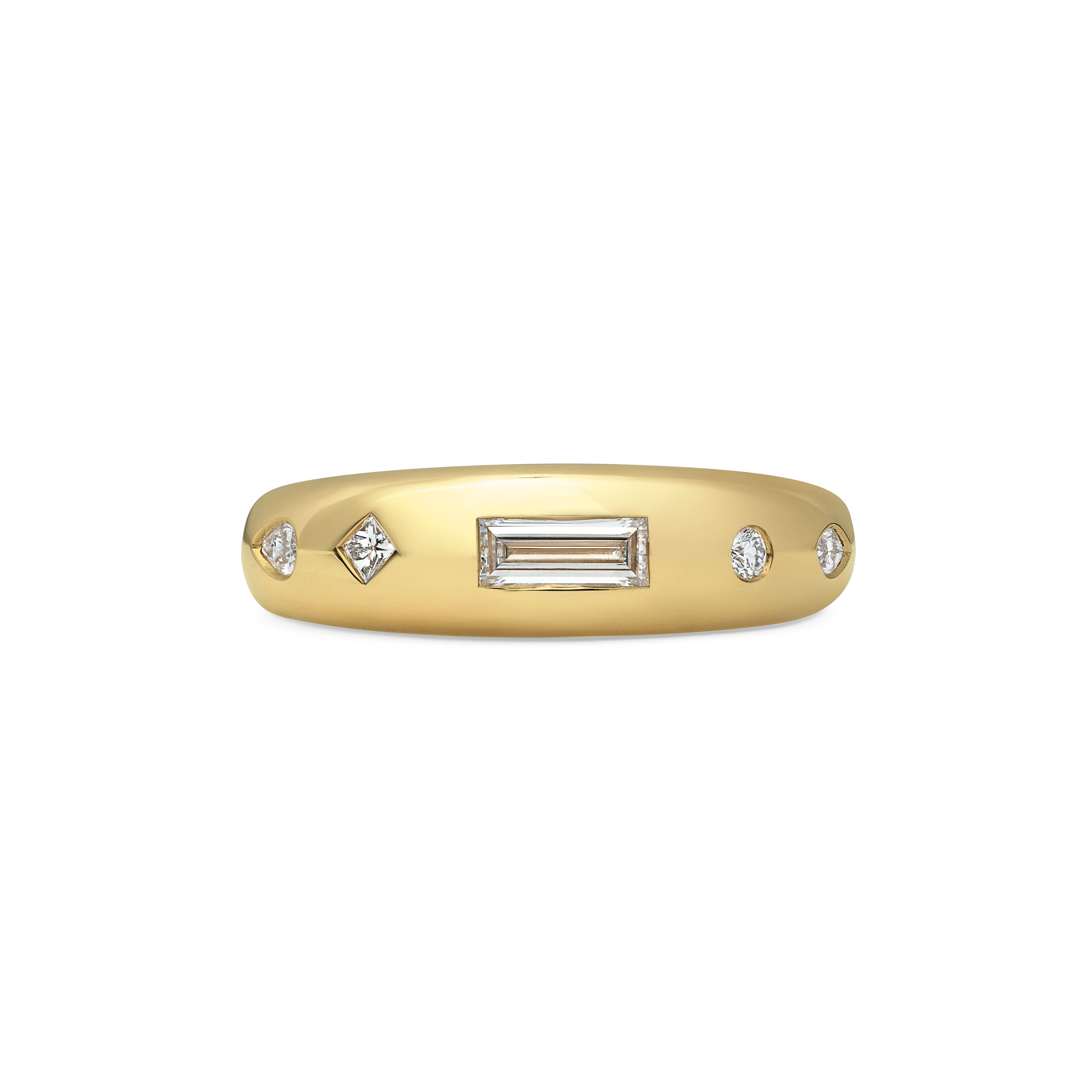 Mixed Baguette Diamond Bombe Ring