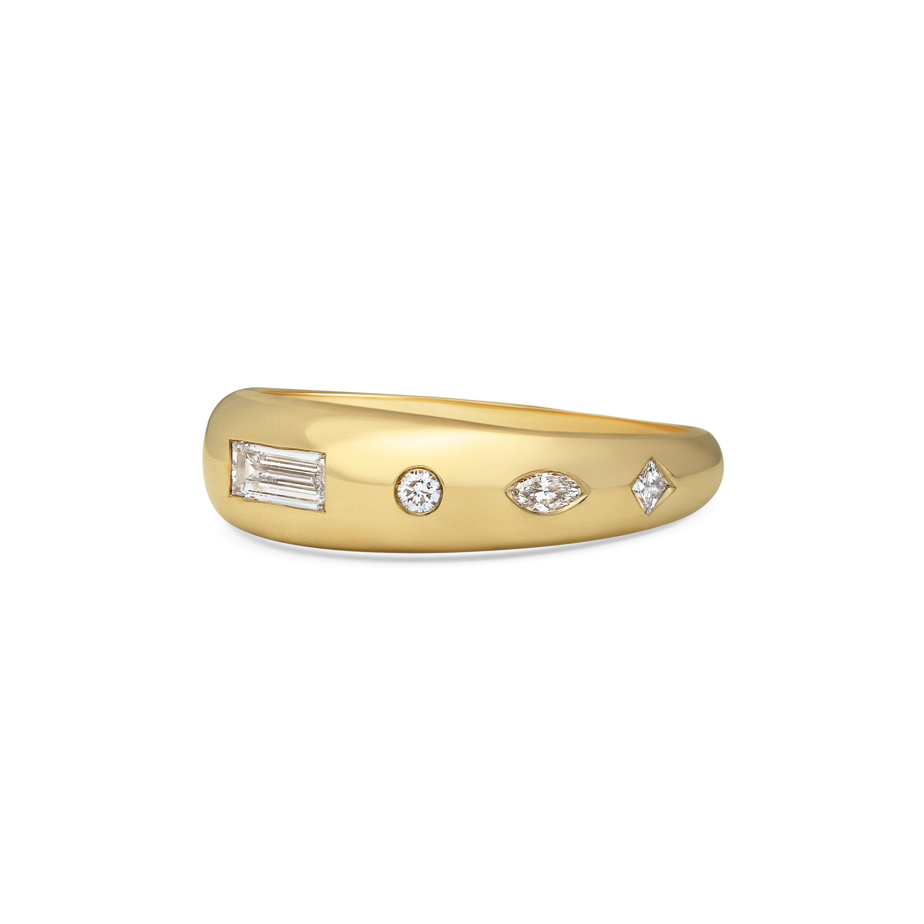 Mixed Baguette Diamond Bombe Ring