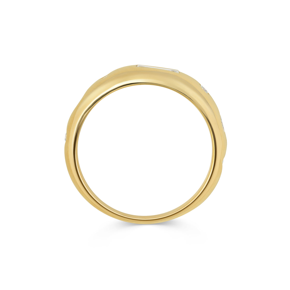 Mixed Baguette Diamond Bombe Ring