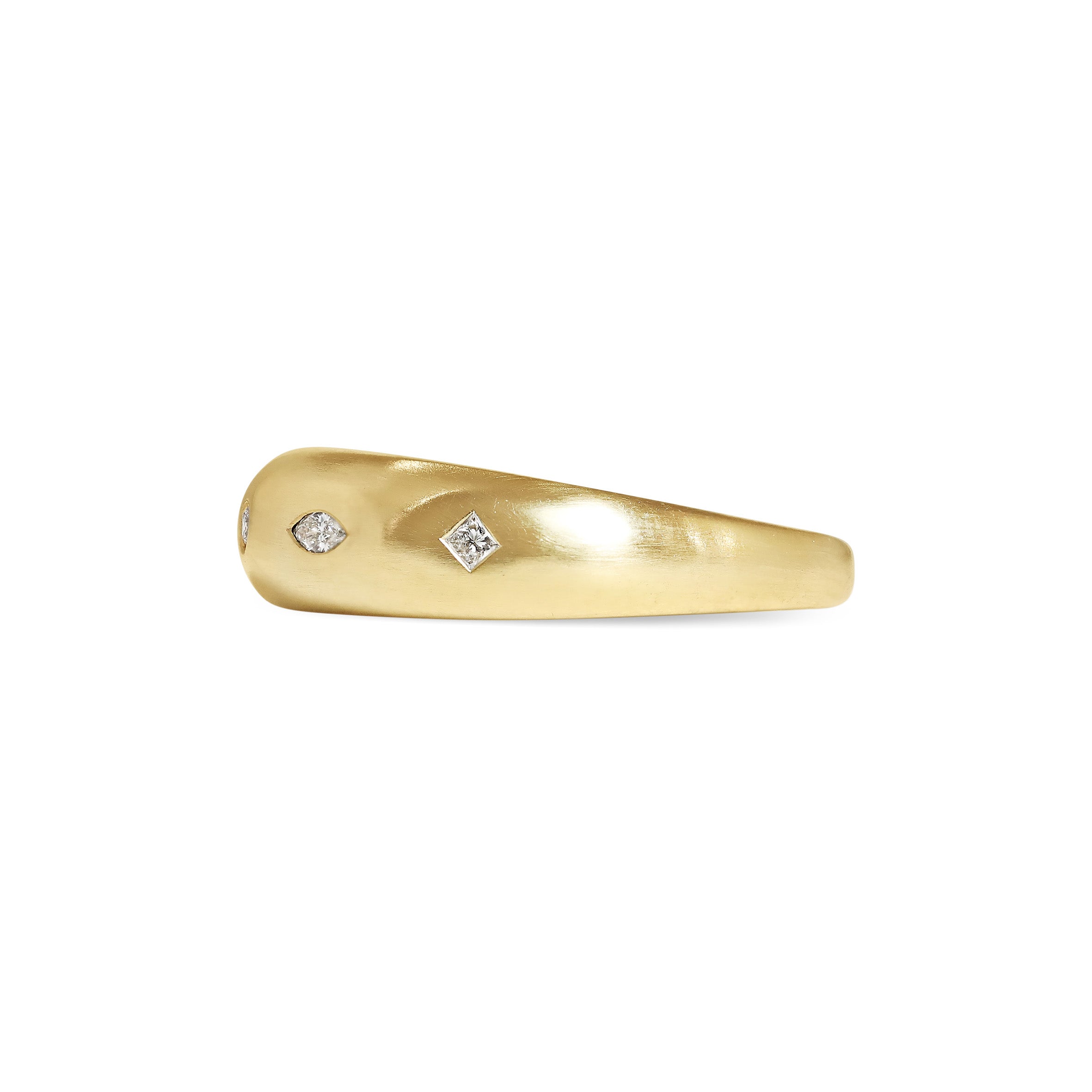 The Mixed Diamond Bombe Ring - Matte Finish by East London jeweller Rachel Boston | Discover our collections of unique and timeless engagement rings, wedding rings, and modern fine jewellery.