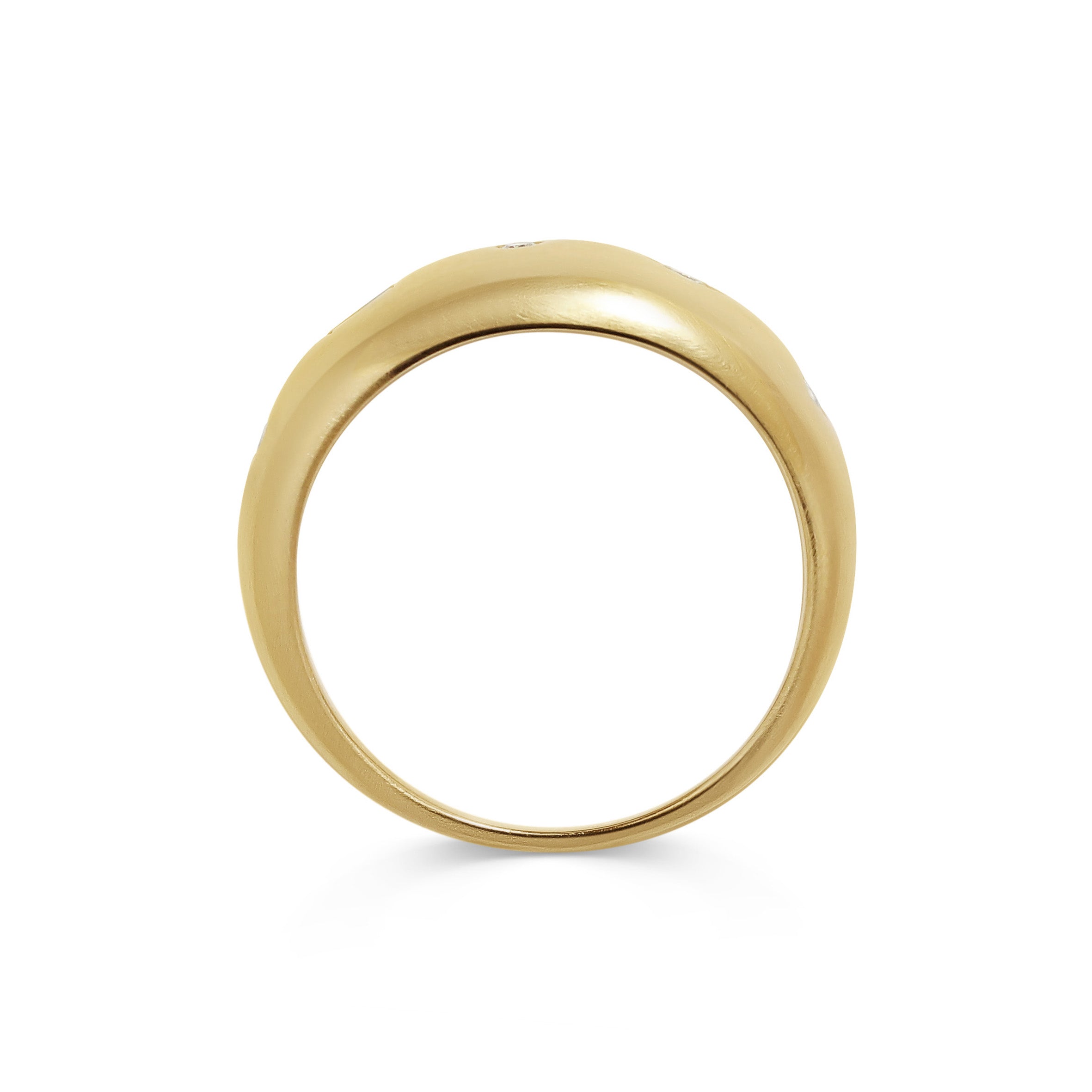 The Mixed Diamond Bombe Ring - Matte Finish by East London jeweller Rachel Boston | Discover our collections of unique and timeless engagement rings, wedding rings, and modern fine jewellery.