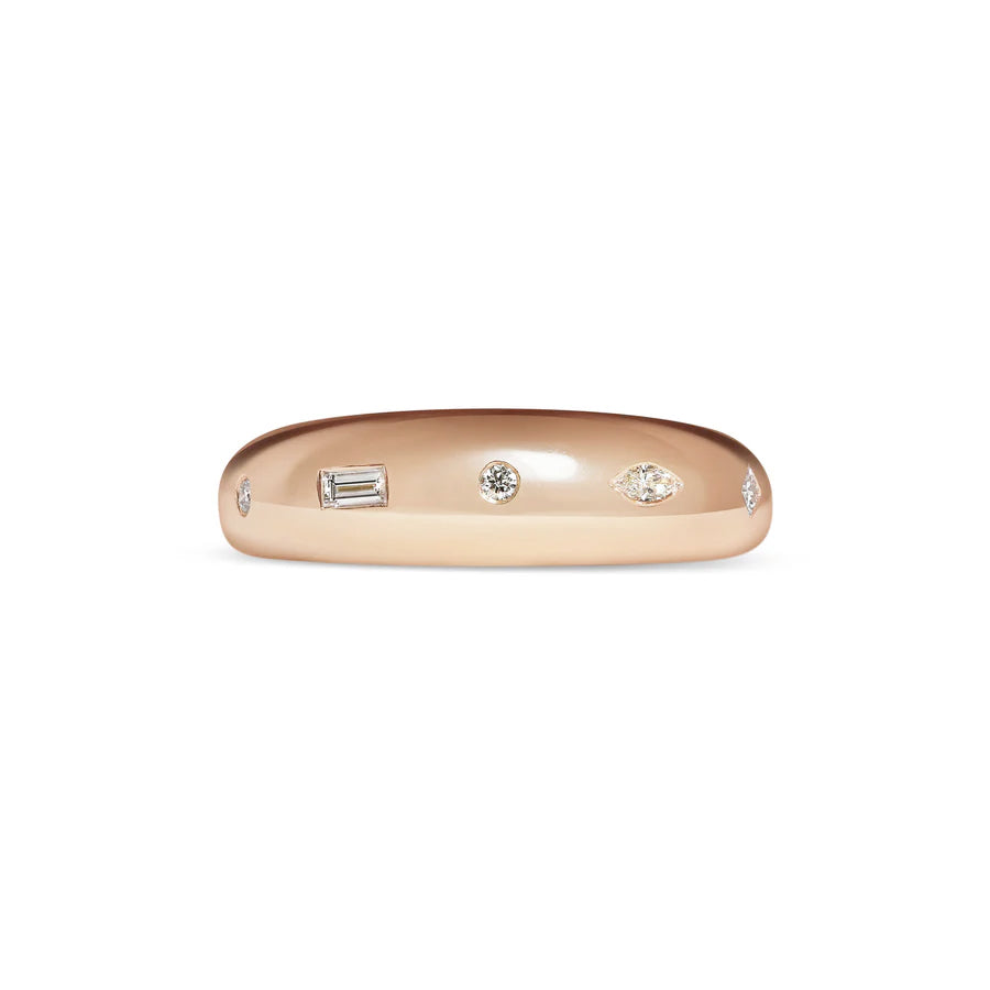 The Mixed Diamond Bombe Ring - Polished Finish by East London jeweller Rachel Boston | Discover our collections of unique and timeless engagement rings, wedding rings, and modern fine jewellery.