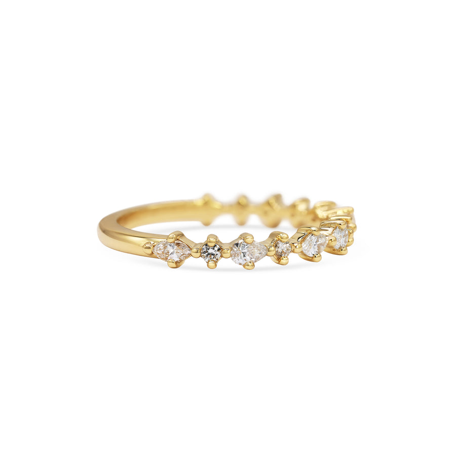 The Mixed Diamond Wedding Band by East London jeweller Rachel Boston | Discover our collections of unique and timeless engagement rings, wedding rings, and modern fine jewellery. - Rachel Boston Jewellery
