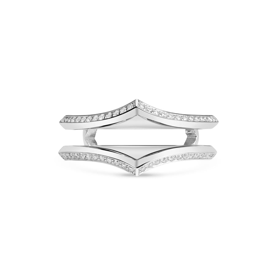 The Sagitta Diamond Double Wedding Band by East London jeweller Rachel Boston | Discover our collections of unique and timeless engagement rings, wedding rings, and modern fine jewellery. - Rachel Boston Jewellery