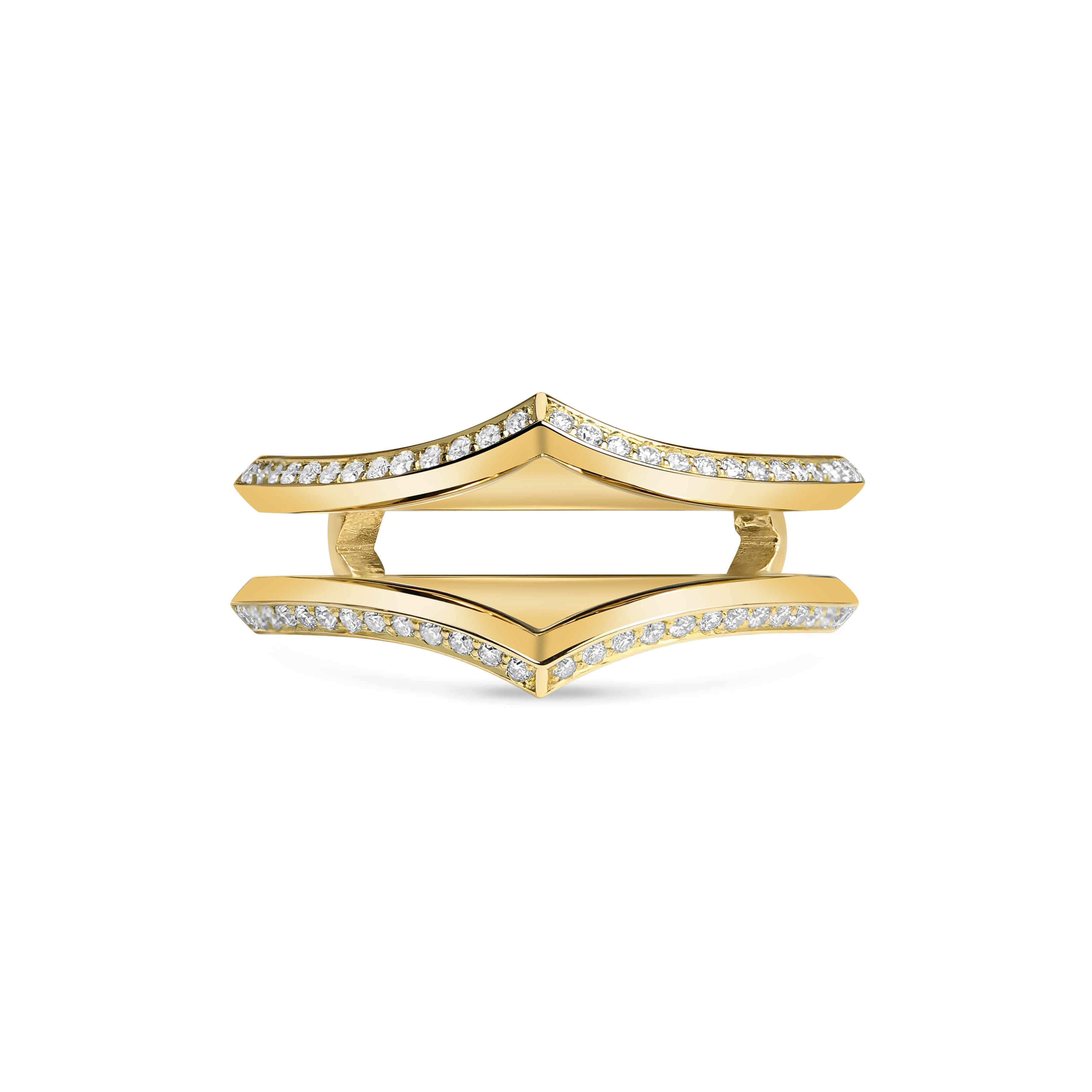 The Sagitta Diamond Double Wedding Band by East London jeweller Rachel Boston | Discover our collections of unique and timeless engagement rings, wedding rings, and modern fine jewellery.