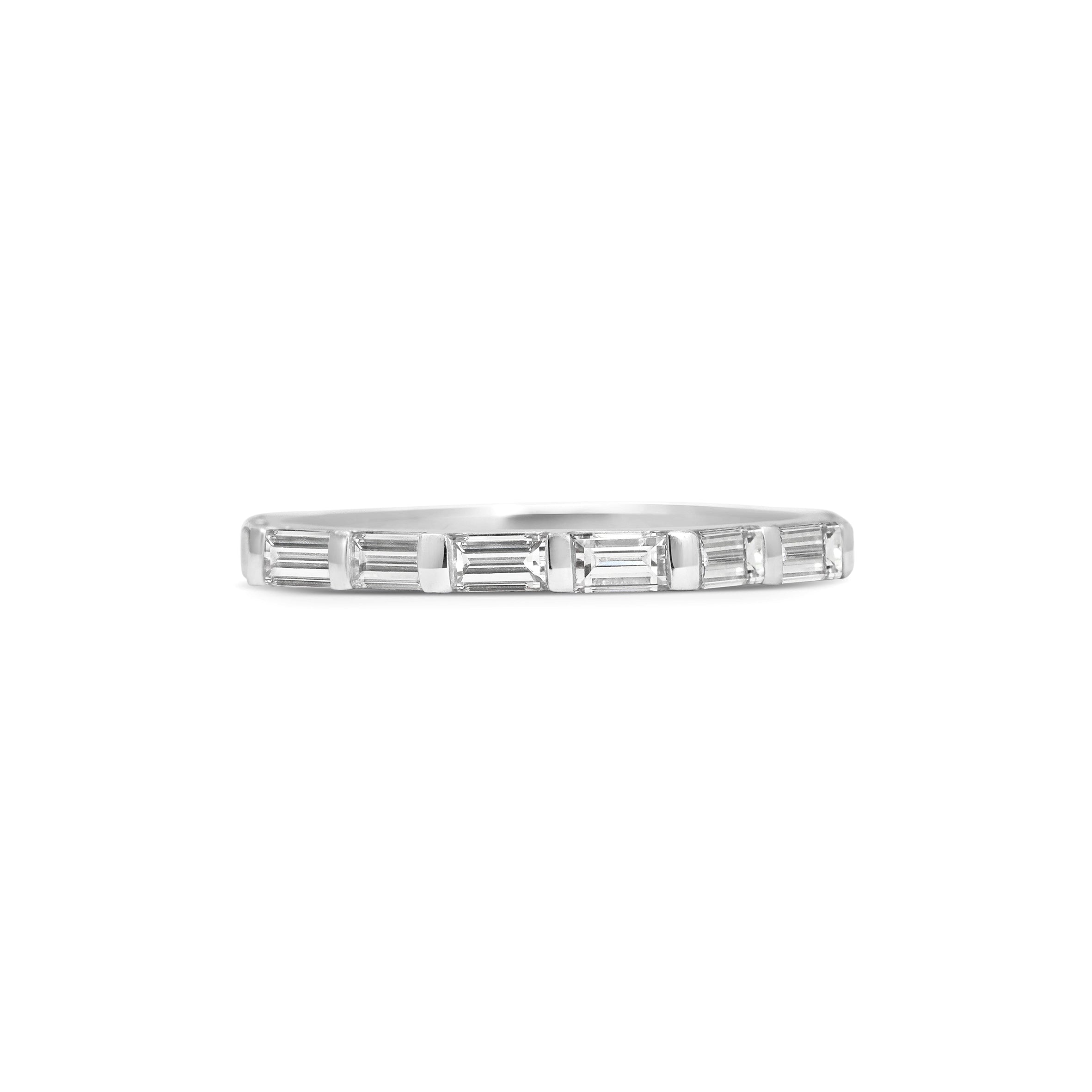 The Octagon Baguette Diamond Wedding Band by East London jeweller Rachel Boston | Discover our collections of unique and timeless engagement rings, wedding rings, and modern fine jewellery.