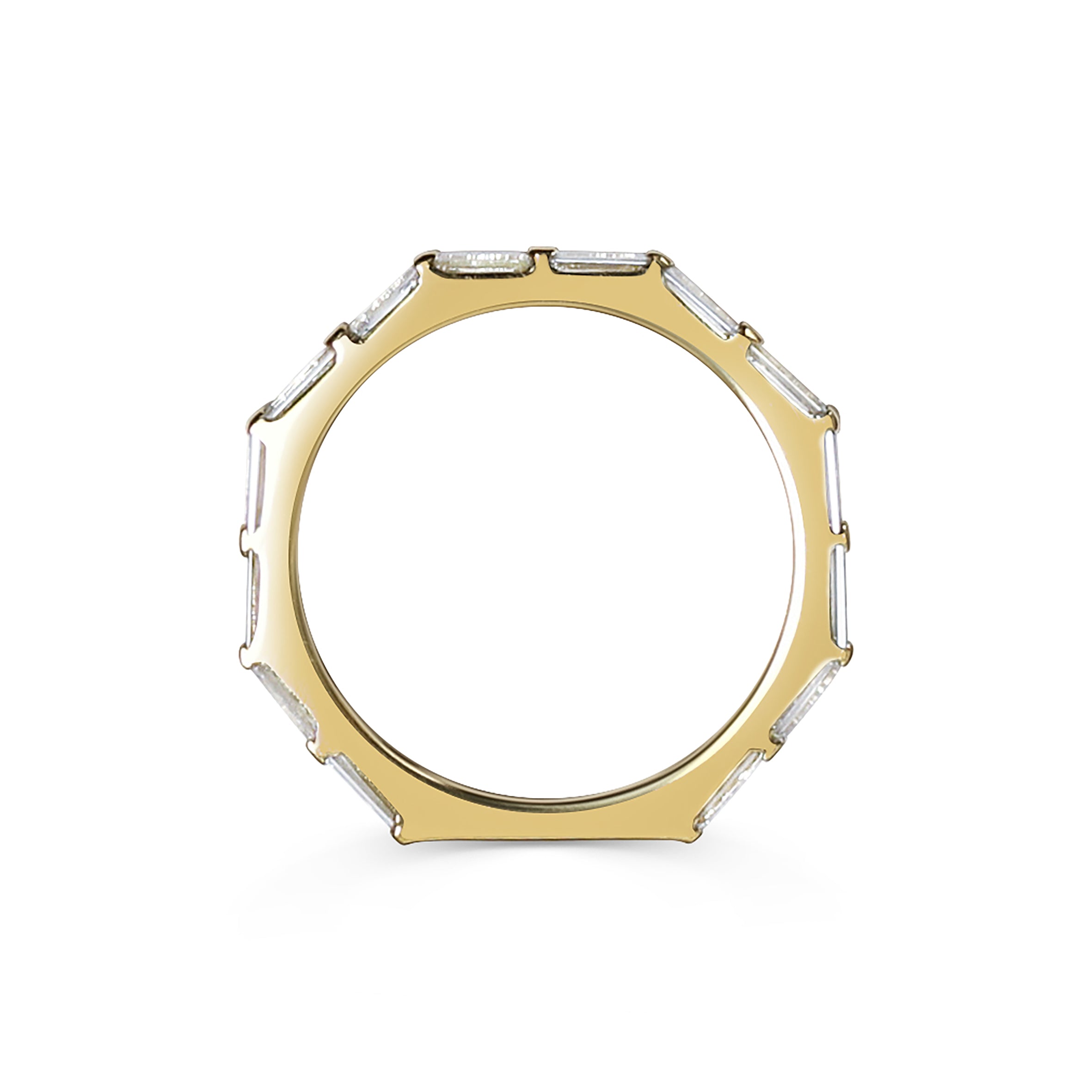 The Octagon Baguette Diamond Wedding Band by East London jeweller Rachel Boston | Discover our collections of unique and timeless engagement rings, wedding rings, and modern fine jewellery.