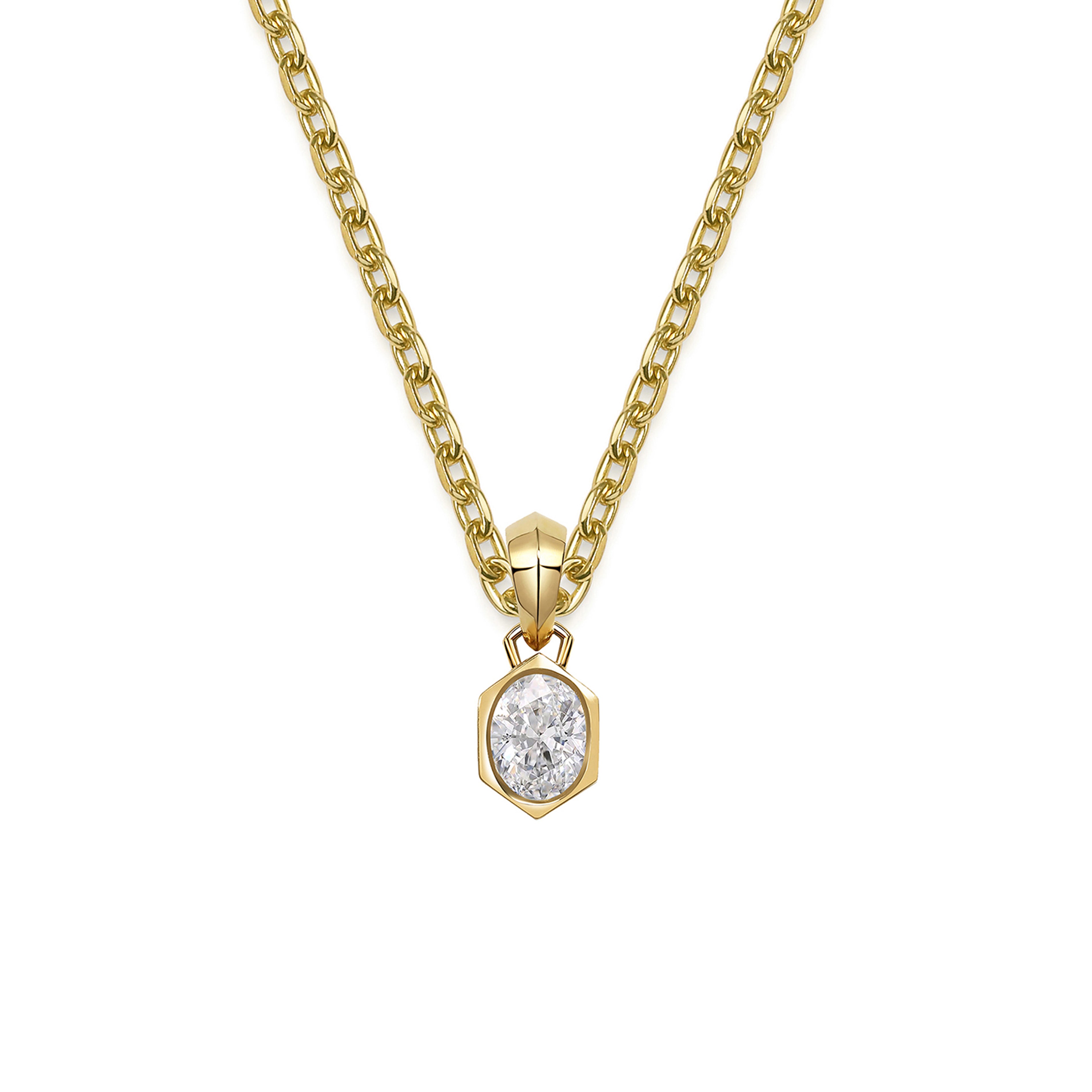 The Chunky Charm Pendant - Oval Cut by East London jeweller Rachel Boston | Discover our collections of unique and timeless engagement rings, wedding rings, and modern fine jewellery.