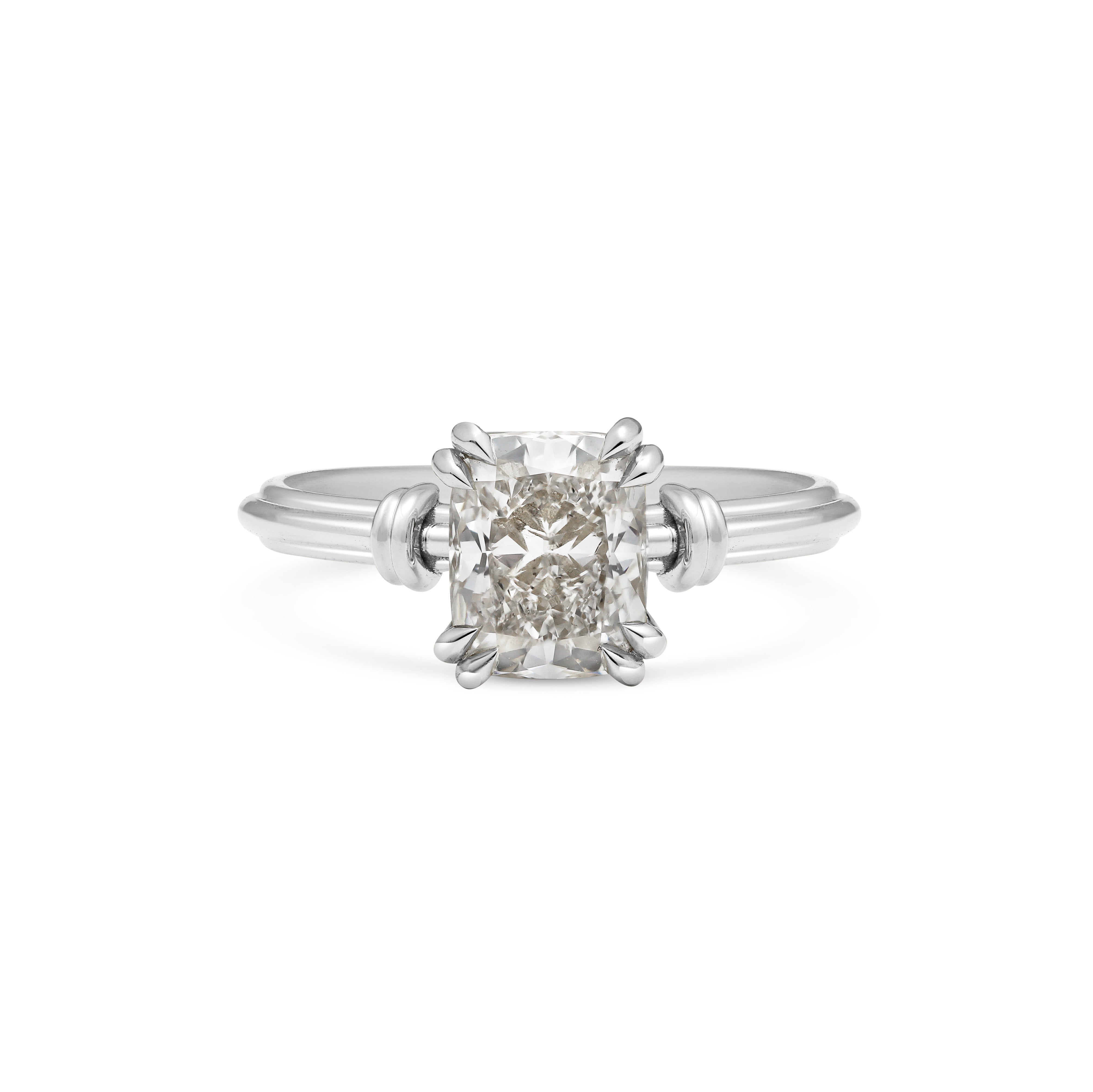The Pascal Ring - Cushion Cut by East London jeweller Rachel Boston | Discover our collections of unique and timeless engagement rings, wedding rings, and modern fine jewellery.
