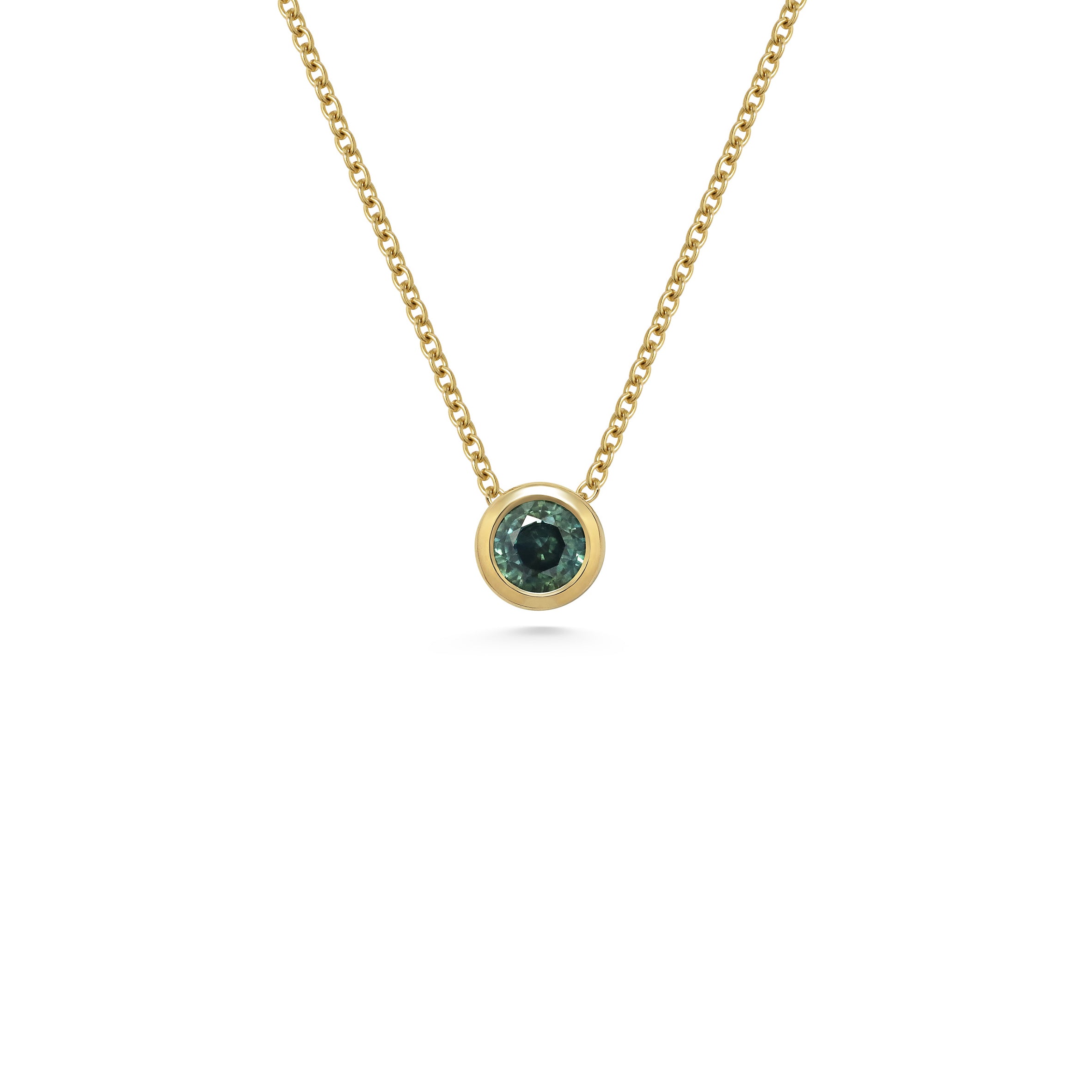 The Perseus Necklace- 0.69ct Green by East London jeweller Rachel Boston | Discover our collections of unique and timeless engagement rings, wedding rings, and modern fine jewellery.