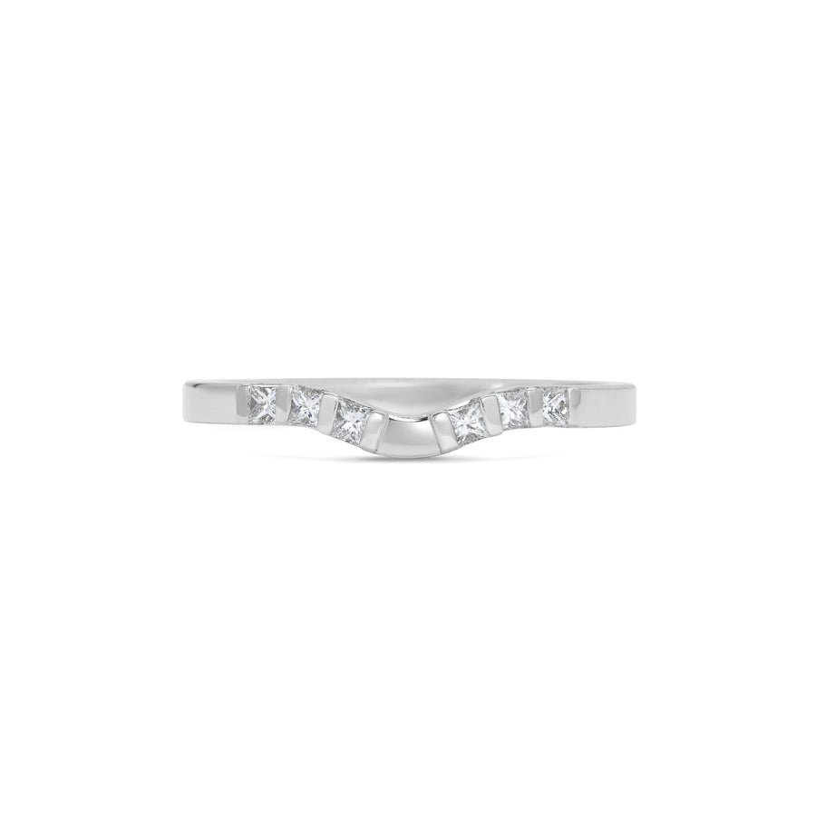 The Princess Cut Duo Curve Wedding Band by East London jeweller Rachel Boston | Discover our collections of unique and timeless engagement rings, wedding rings, and modern fine jewellery. - Rachel Boston Jewellery