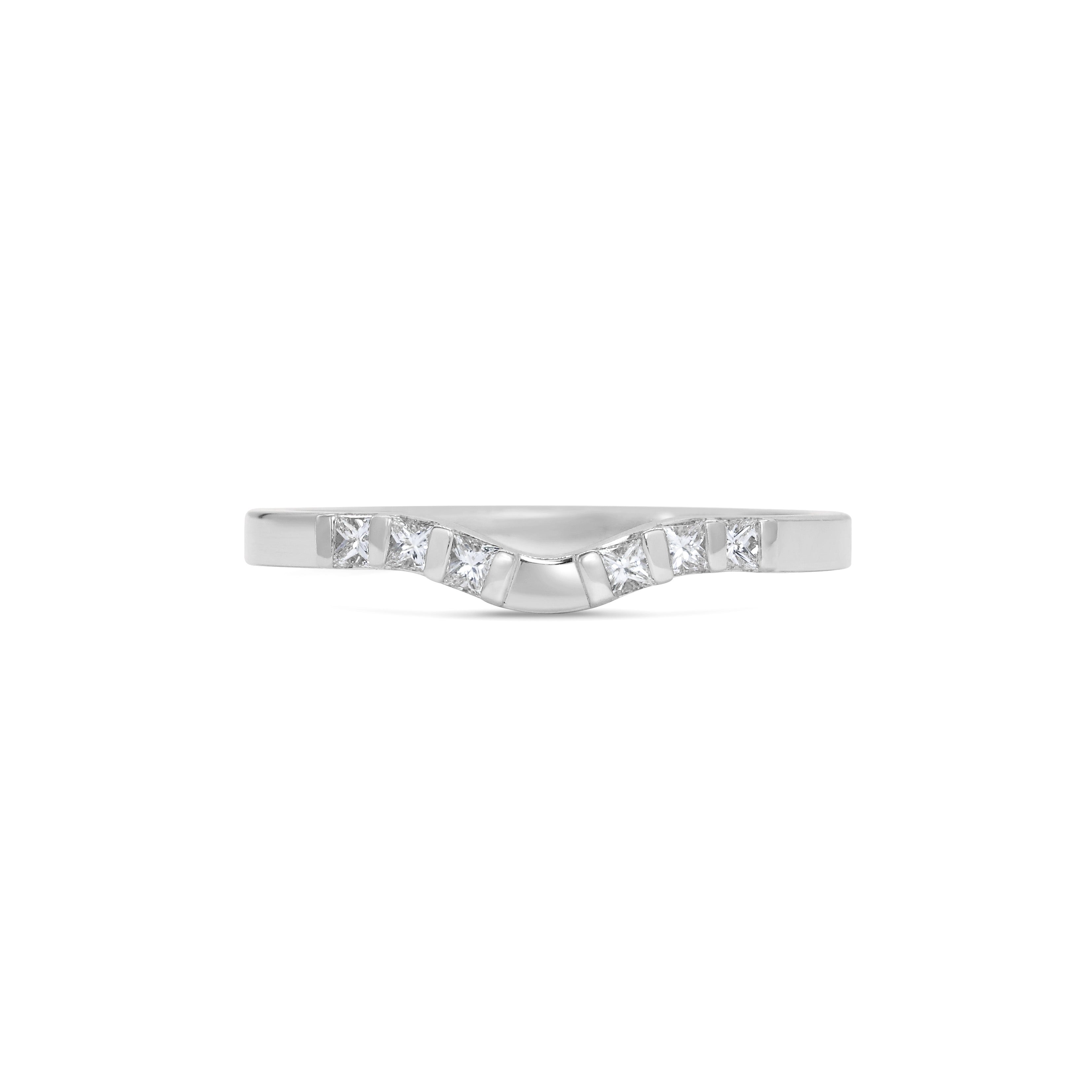 The Princess Cut Duo Curve Wedding Band by East London jeweller Rachel Boston | Discover our collections of unique and timeless engagement rings, wedding rings, and modern fine jewellery.