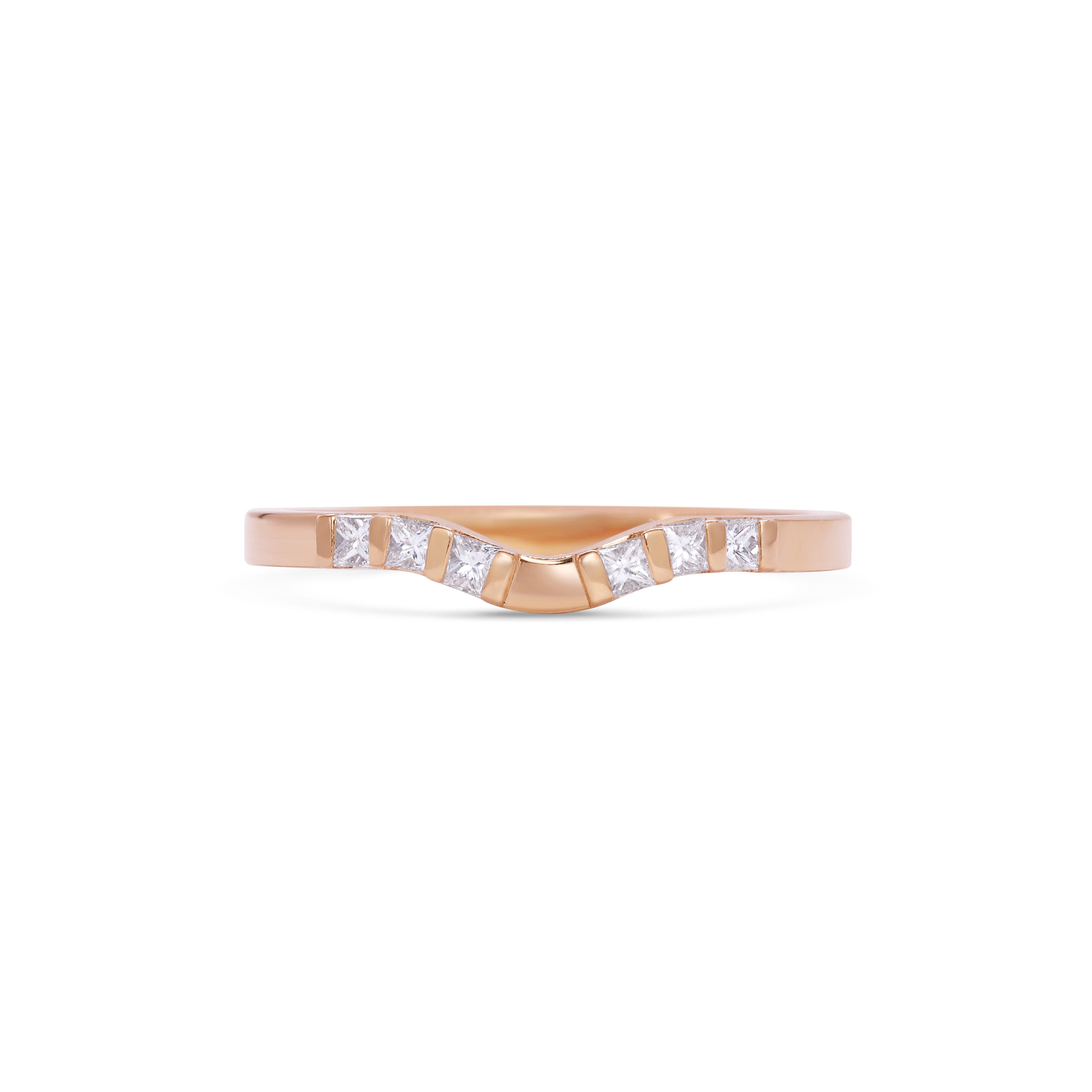 The Princess Cut Duo Curve Wedding Band by East London jeweller Rachel Boston | Discover our collections of unique and timeless engagement rings, wedding rings, and modern fine jewellery.