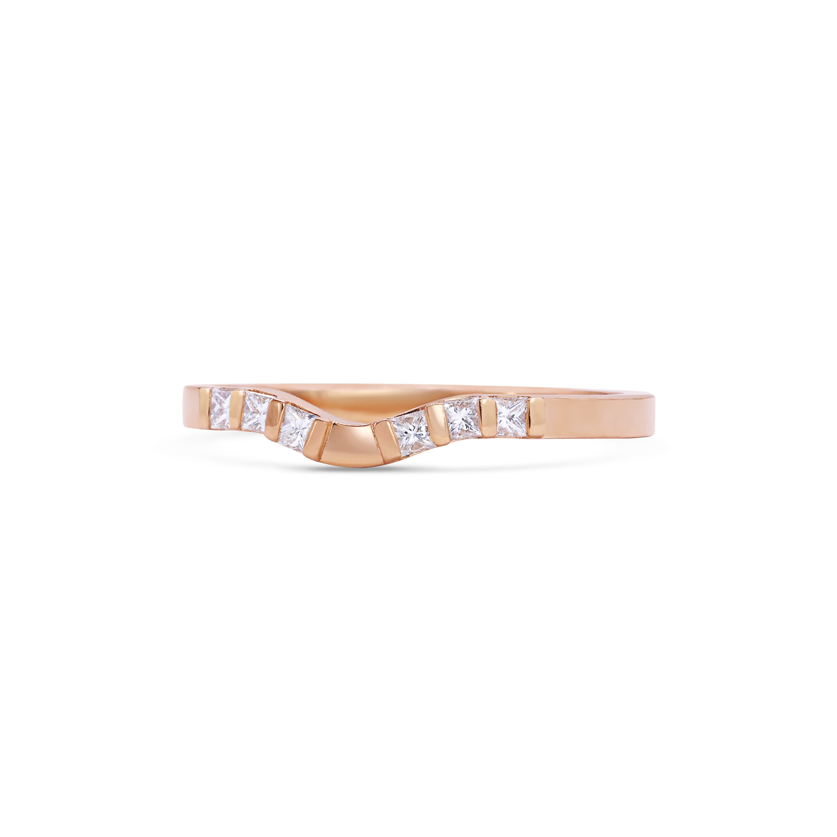 The Princess Cut Duo Curve Wedding Band by East London jeweller Rachel Boston | Discover our collections of unique and timeless engagement rings, wedding rings, and modern fine jewellery.