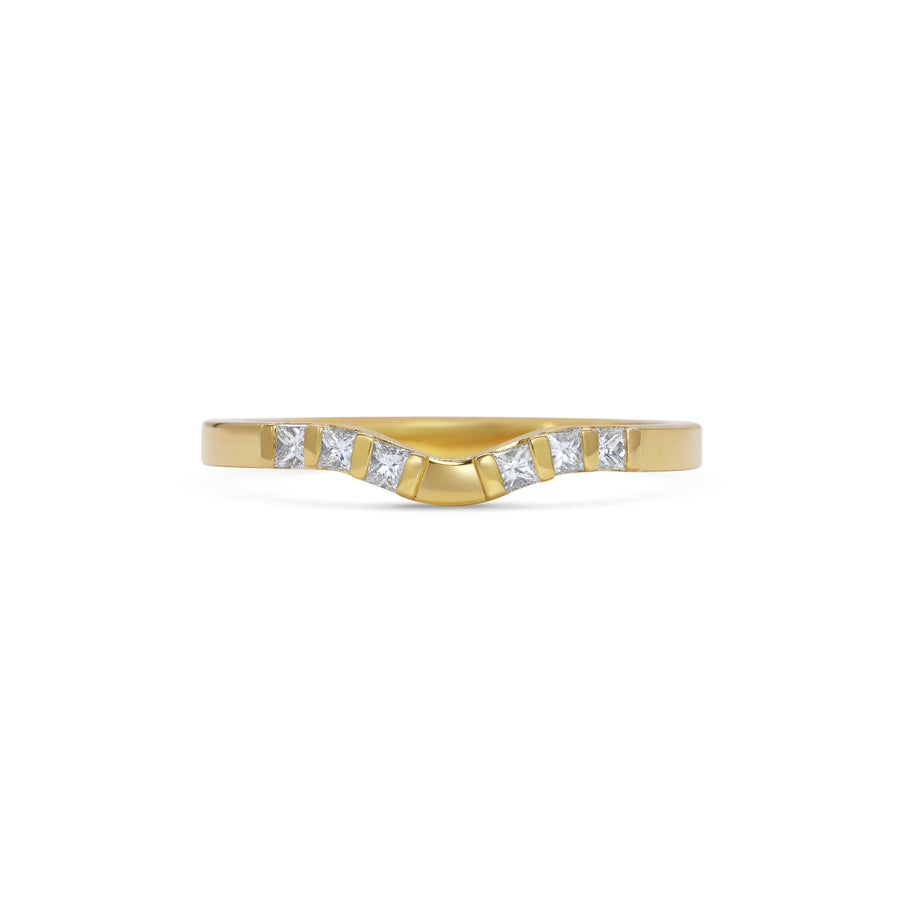 The Princess Cut Duo Curve Wedding Band by East London jeweller Rachel Boston | Discover our collections of unique and timeless engagement rings, wedding rings, and modern fine jewellery. - Rachel Boston Jewellery