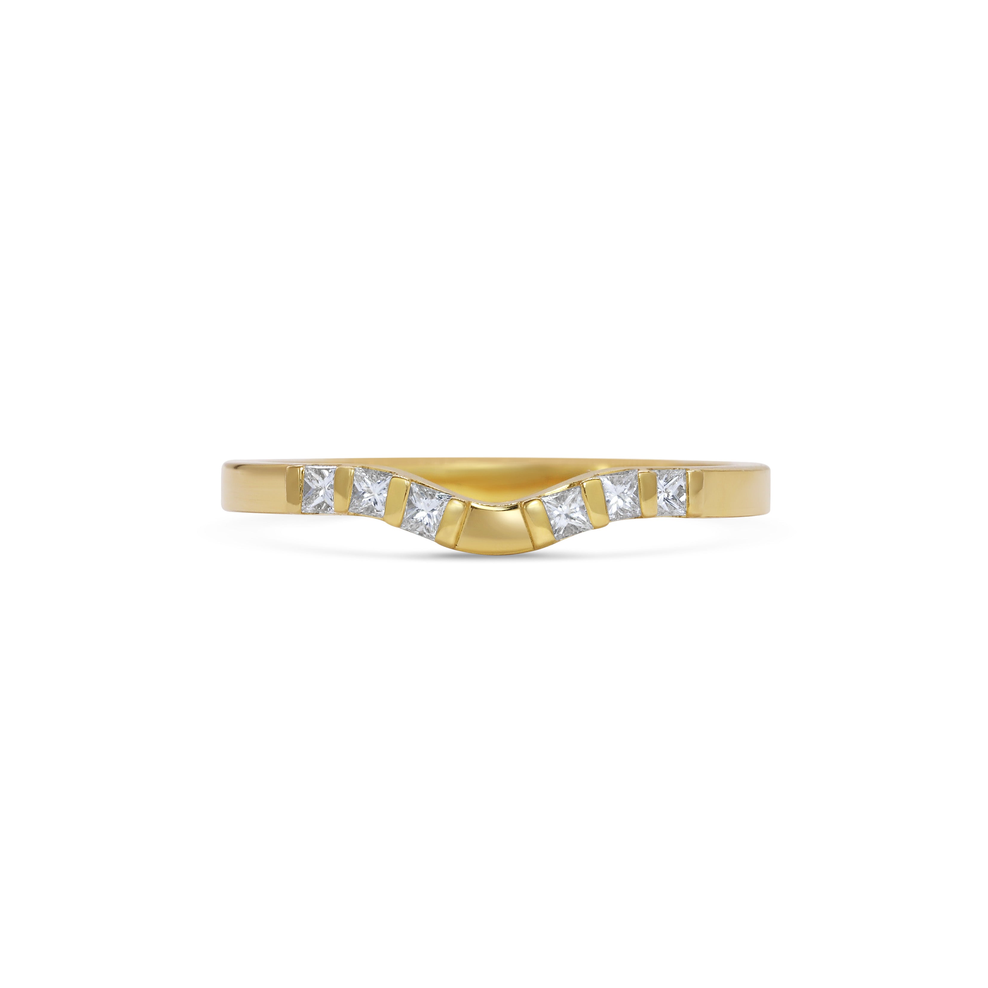 The Princess Cut Duo Curve Wedding Band by East London jeweller Rachel Boston | Discover our collections of unique and timeless engagement rings, wedding rings, and modern fine jewellery.