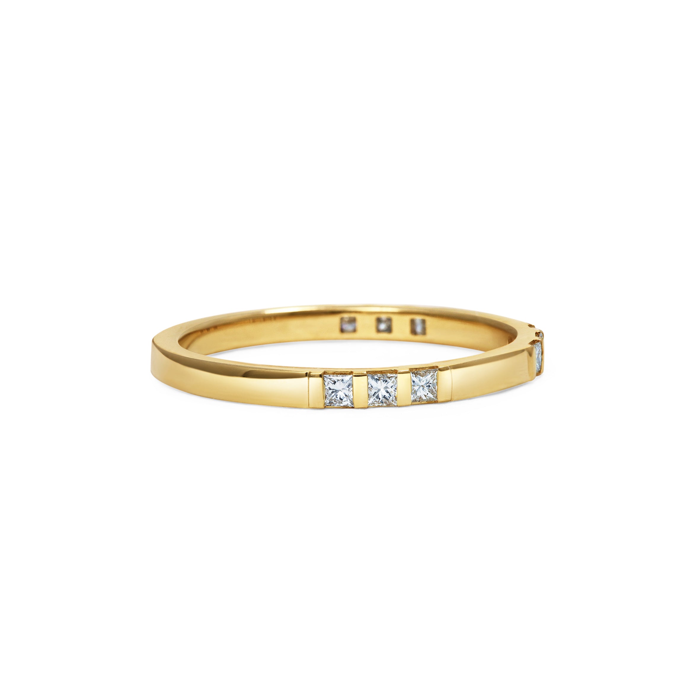 The Princess Cut Trio Wedding Band by East London jeweller Rachel Boston | Discover our collections of unique and timeless engagement rings, wedding rings, and modern fine jewellery.