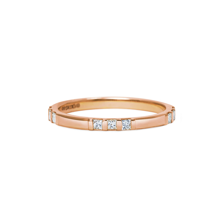 The Princess Cut Trio Wedding Band by East London jeweller Rachel Boston | Discover our collections of unique and timeless engagement rings, wedding rings, and modern fine jewellery. - Rachel Boston Jewellery