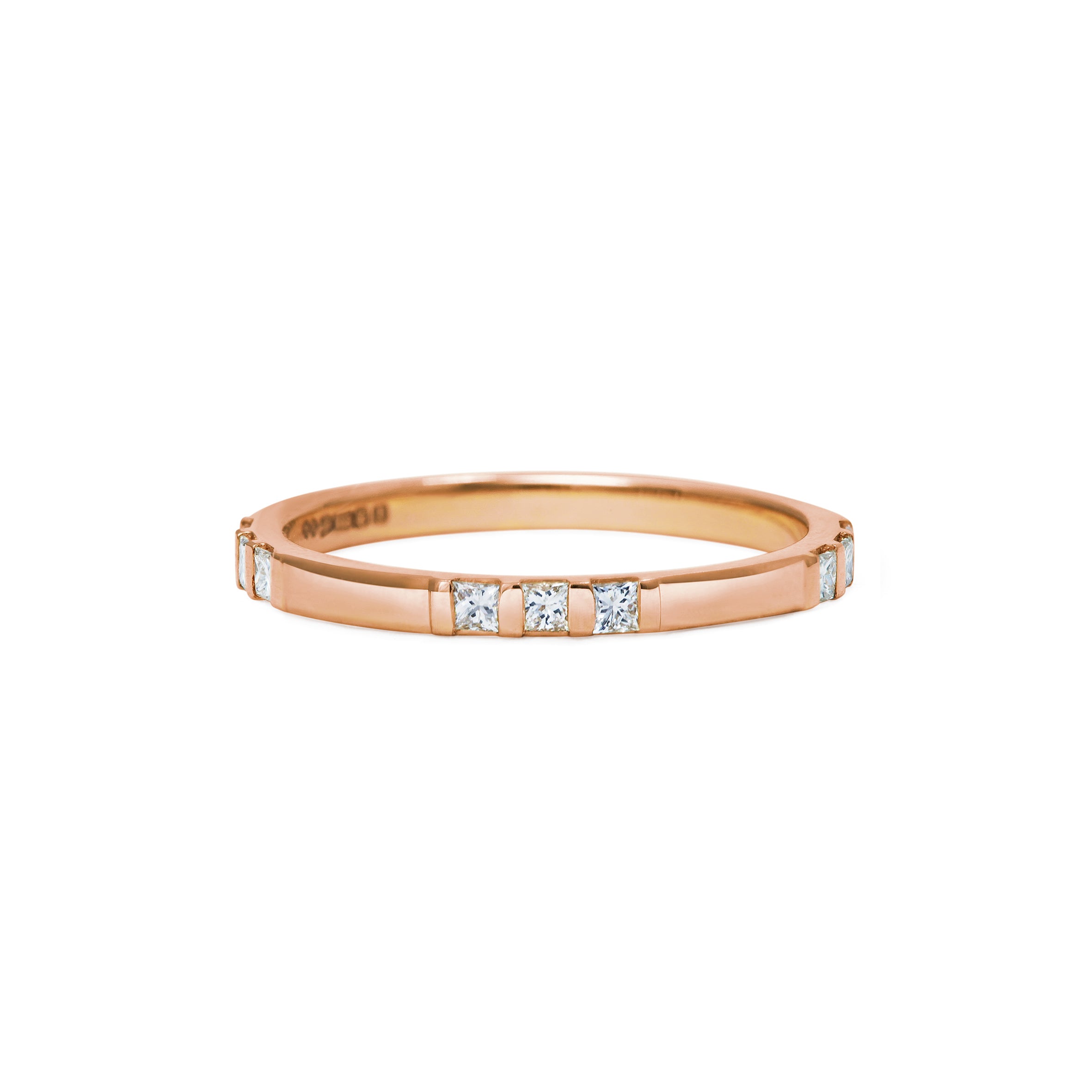 The Princess Cut Trio Wedding Band by East London jeweller Rachel Boston | Discover our collections of unique and timeless engagement rings, wedding rings, and modern fine jewellery.