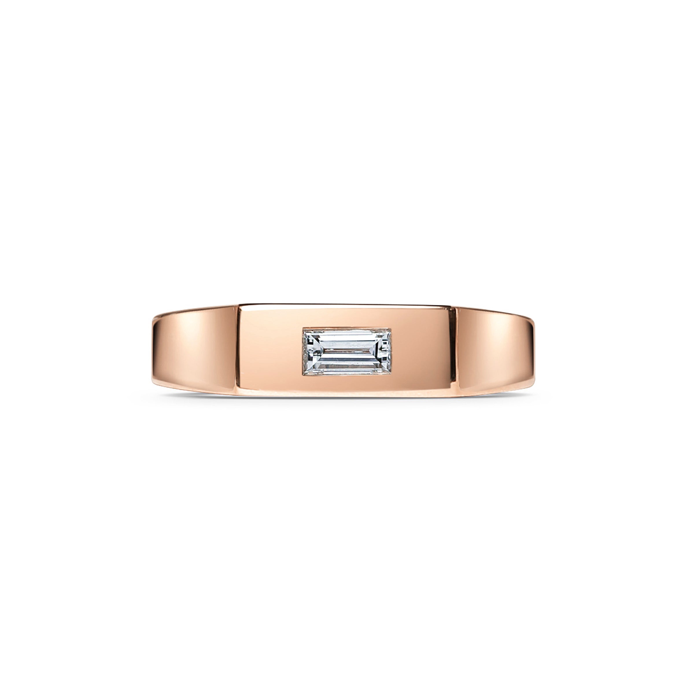 The Baguette Diamond Signet Ring by East London jeweller Rachel Boston | Discover our collections of unique and timeless engagement rings, wedding rings, and modern fine jewellery.