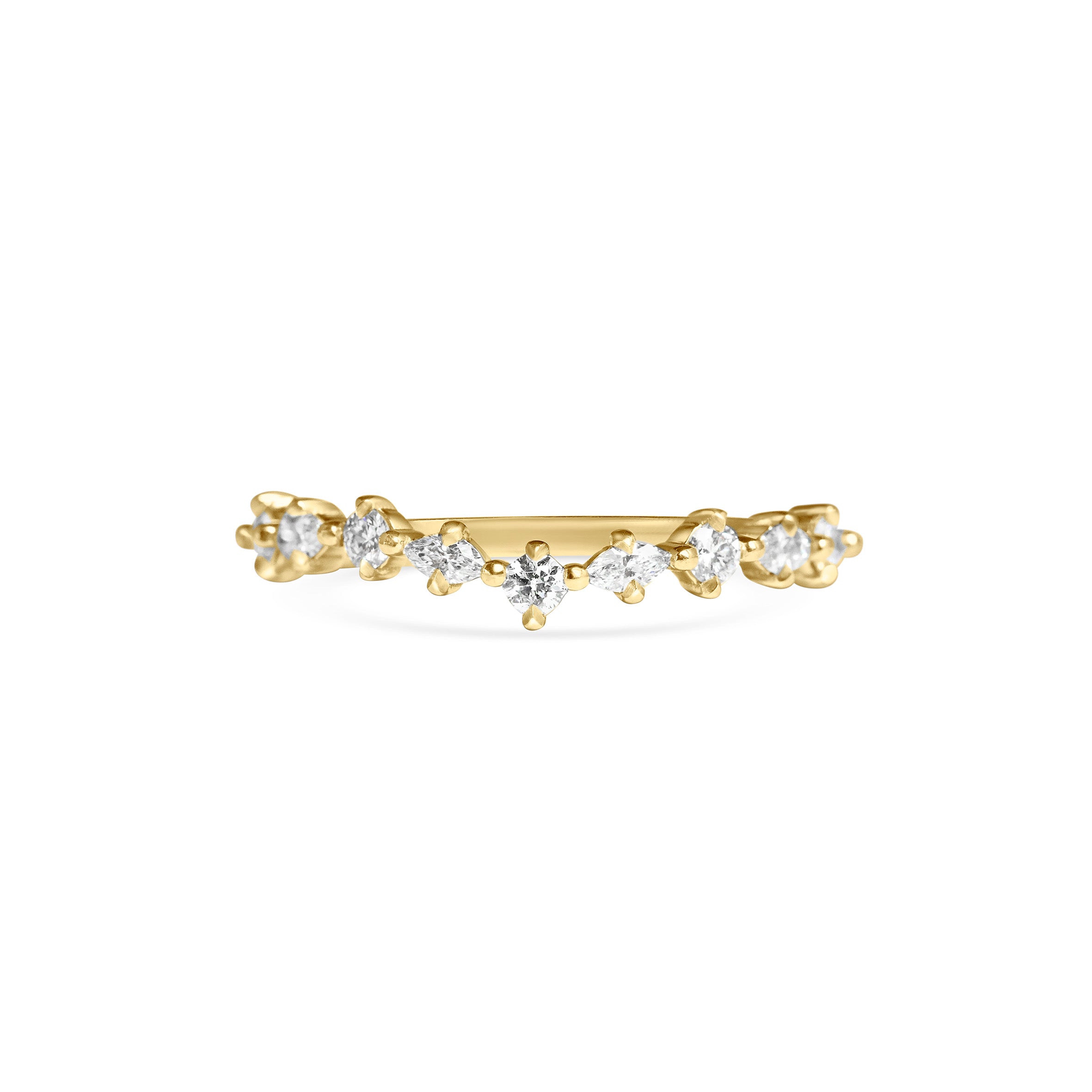 The Round and Marquise Curved Diamond Wedding Band by East London jeweller Rachel Boston | Discover our collections of unique and timeless engagement rings, wedding rings, and modern fine jewellery.
