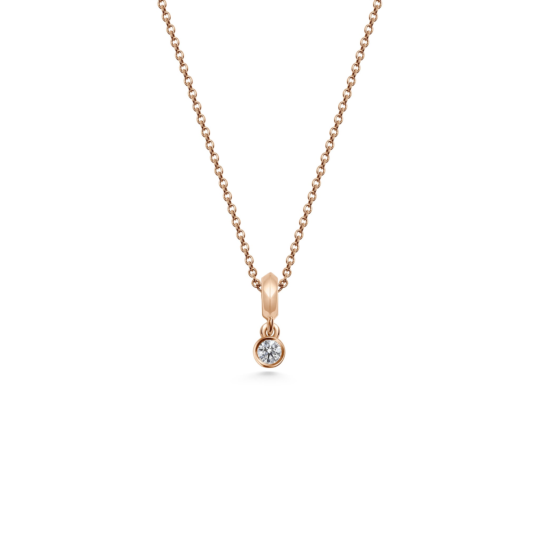 The Small Droplet Diamond Necklace by East London jeweller Rachel Boston | Discover our collections of unique and timeless engagement rings, wedding rings, and modern fine jewellery.