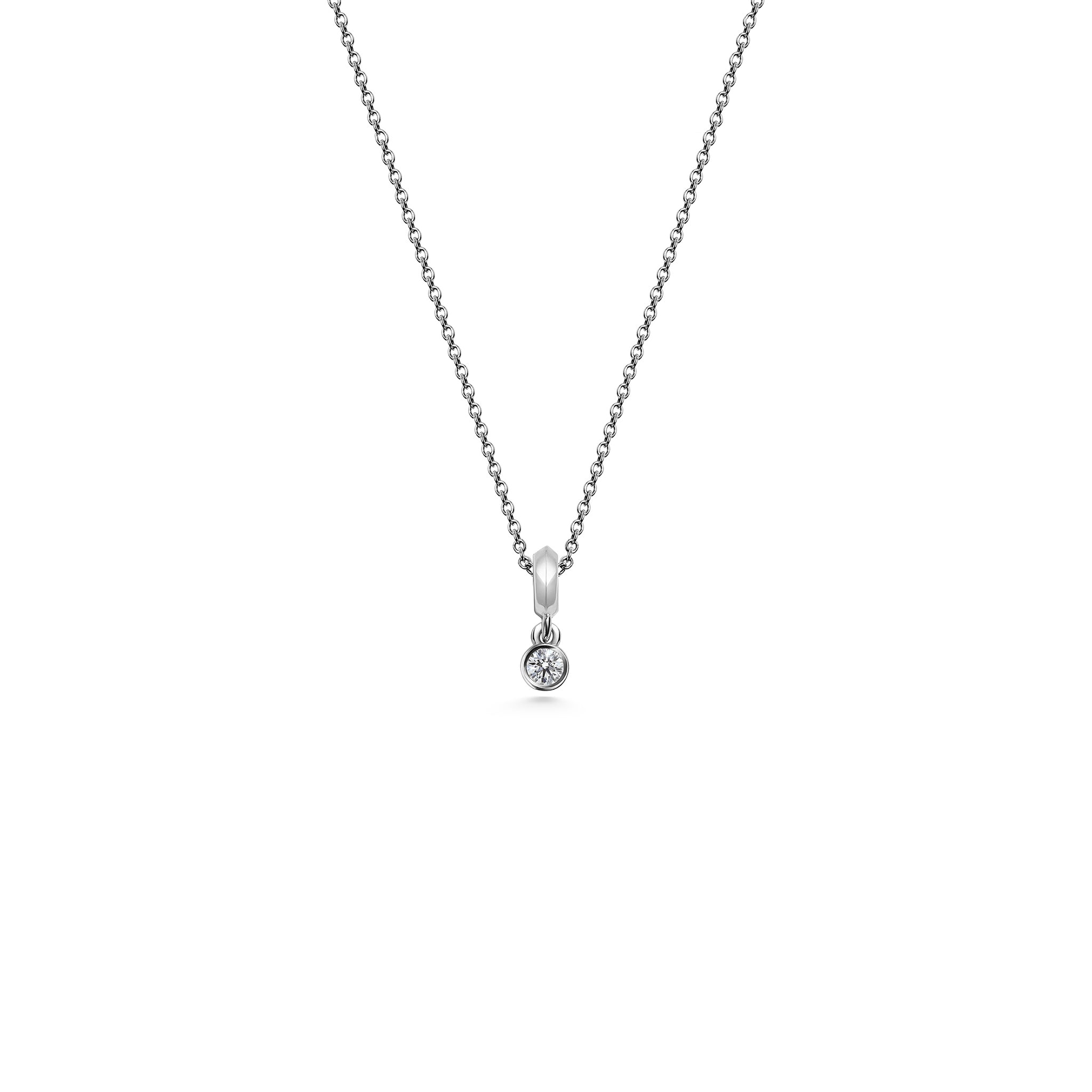 The SMALL DROPLET DIAMOND NECKLACE by East London jeweller Rachel Boston | Discover our collections of unique and timeless engagement rings, wedding rings, and modern fine jewellery.