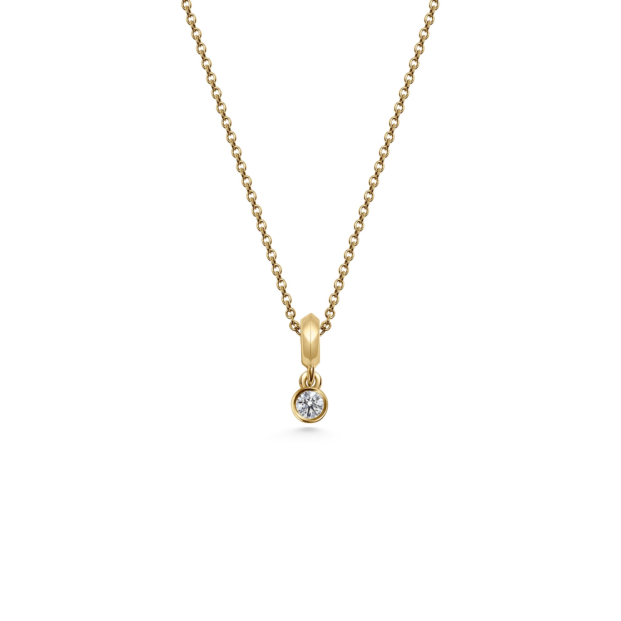 The Small Droplet Diamond Necklace by East London jeweller Rachel Boston | Discover our collections of unique and timeless engagement rings, wedding rings, and modern fine jewellery.