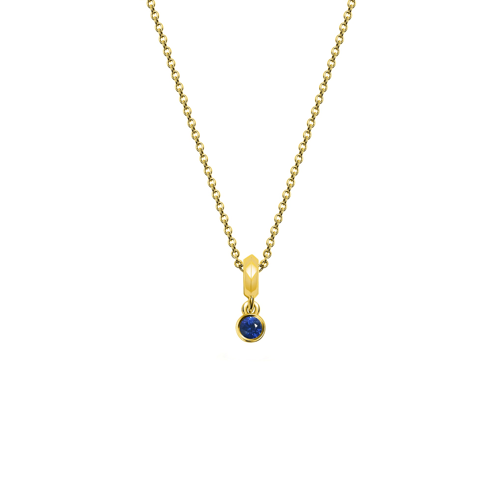 The Small Droplet Sapphire Necklace by East London jeweller Rachel Boston | Discover our collections of unique and timeless engagement rings, wedding rings, and modern fine jewellery.