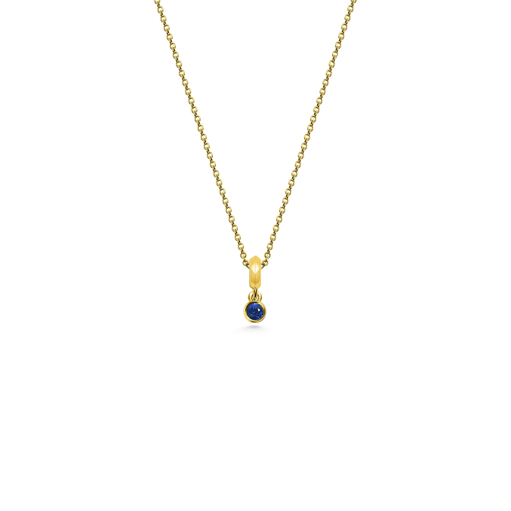 The Small Droplet Sapphire Necklace by East London jeweller Rachel Boston | Discover our collections of unique and timeless engagement rings, wedding rings, and modern fine jewellery.