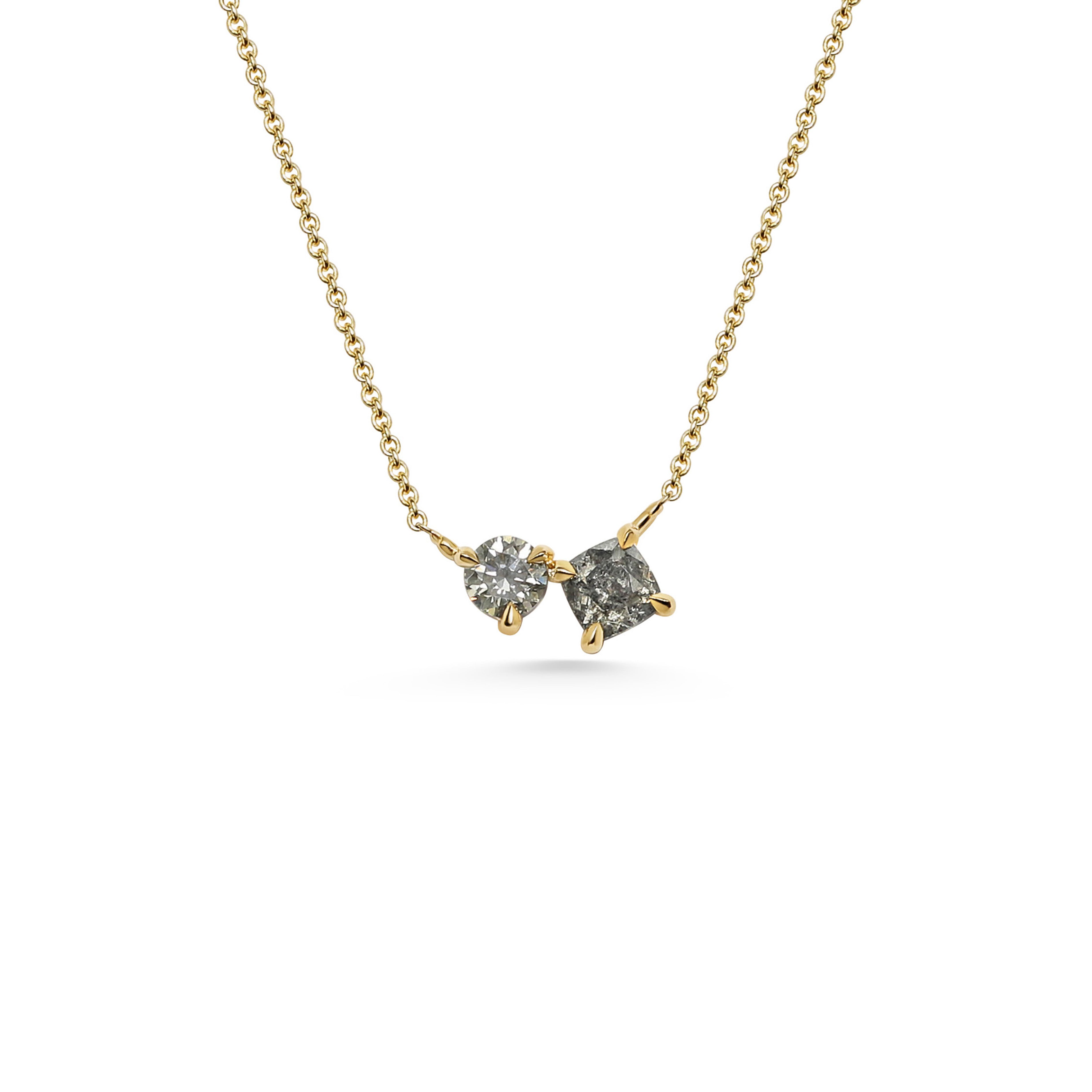 The X - Toi et Moi Necklace by East London jeweller Rachel Boston | Discover our collections of unique and timeless engagement rings, wedding rings, and modern fine jewellery.