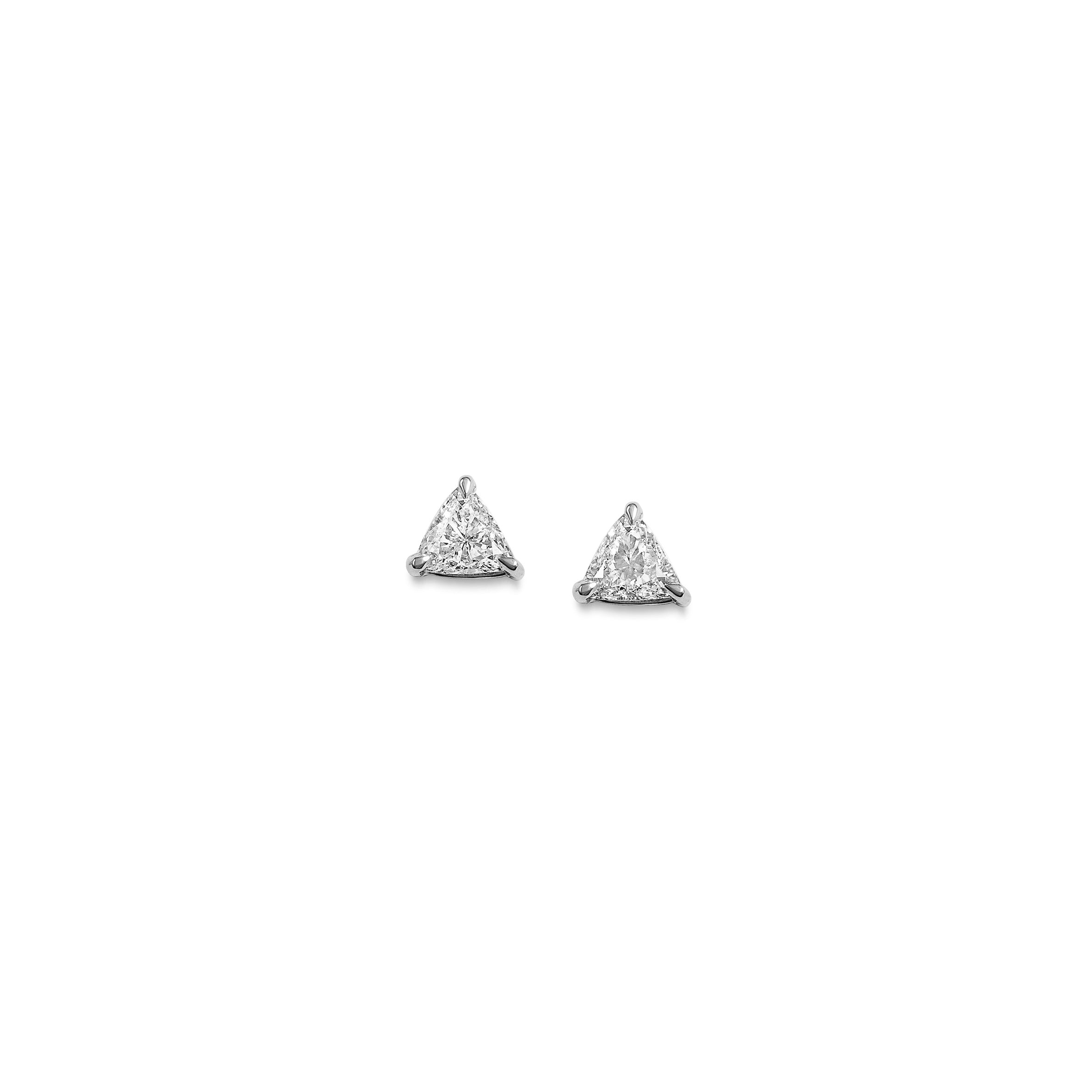 The Trillion Diamond Stud Earrings by East London jeweller Rachel Boston | Discover our collections of unique and timeless engagement rings, wedding rings, and modern fine jewellery.