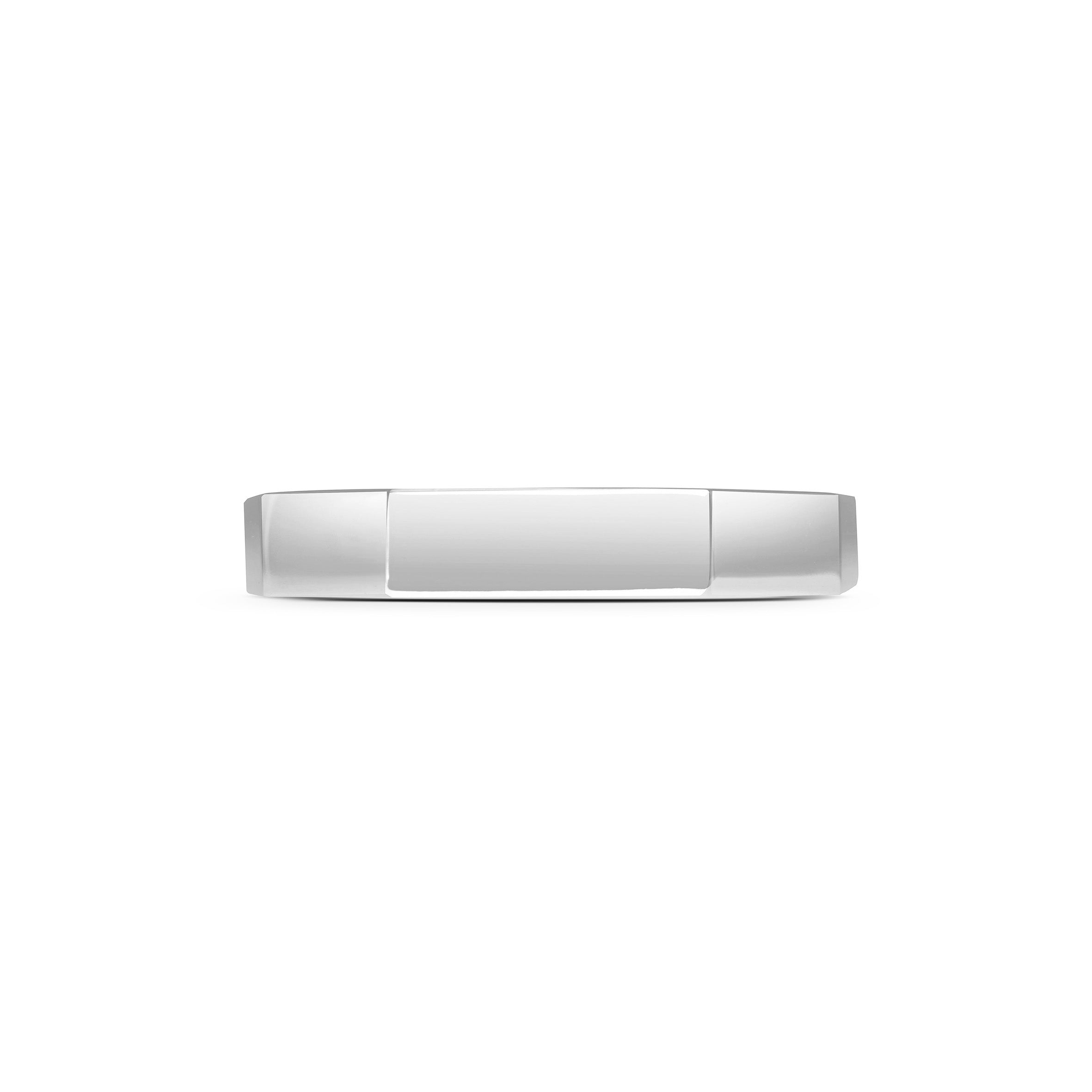 The Deco Plain Wedding Band - 4mm by East London jeweller Rachel Boston | Discover our collections of unique and timeless engagement rings, wedding rings, and modern fine jewellery.