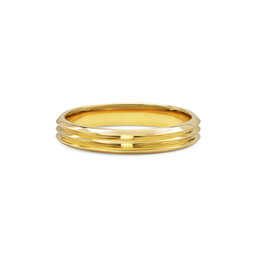The Triple Edge Wedding Band by East London jeweller Rachel Boston | Discover our collections of unique and timeless engagement rings, wedding rings, and modern fine jewellery. - Rachel Boston Jewellery