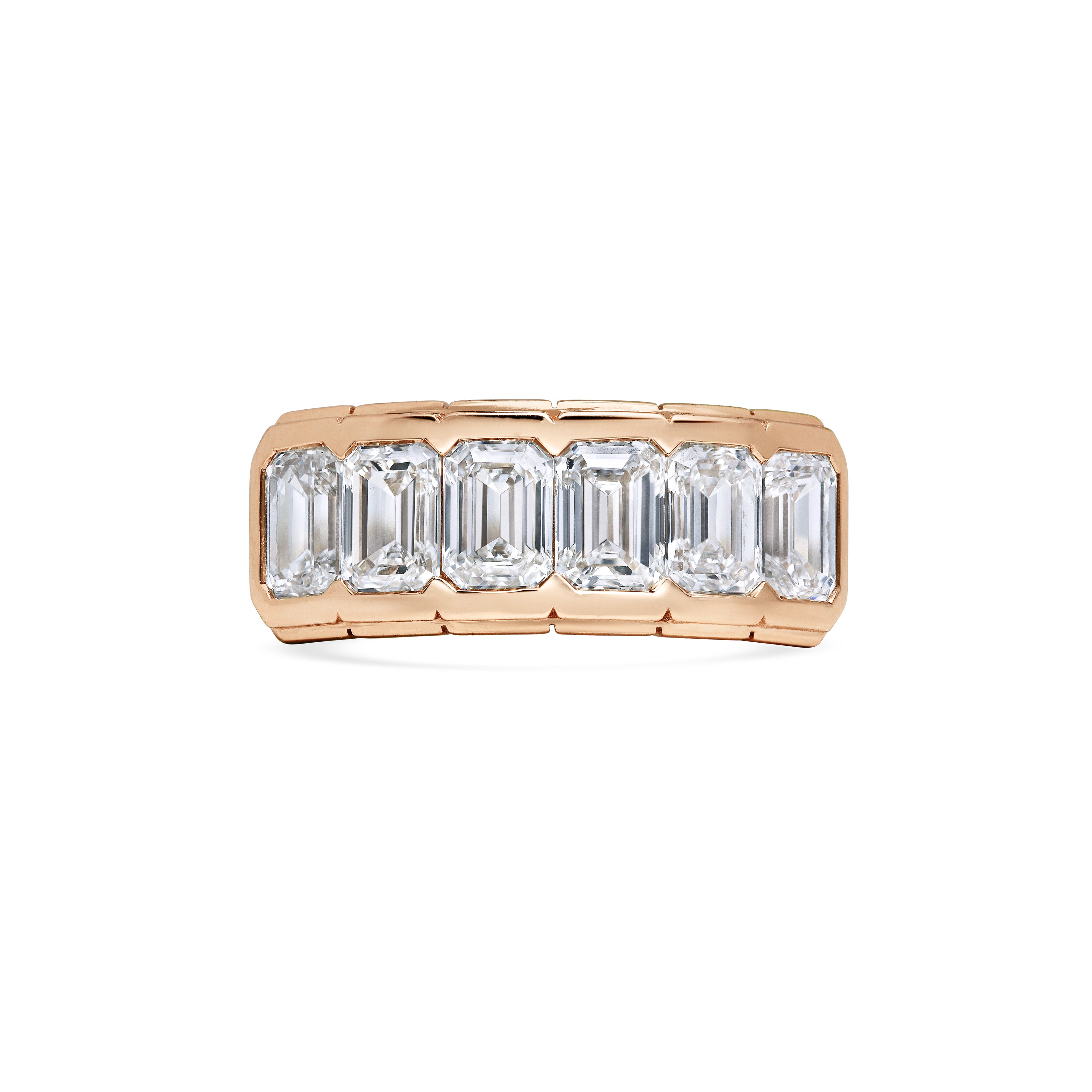 The BOUNDARY RING - EMERALD CUT by East London jeweller Rachel Boston | Discover our collections of unique and timeless engagement rings, wedding rings, and modern fine jewellery.