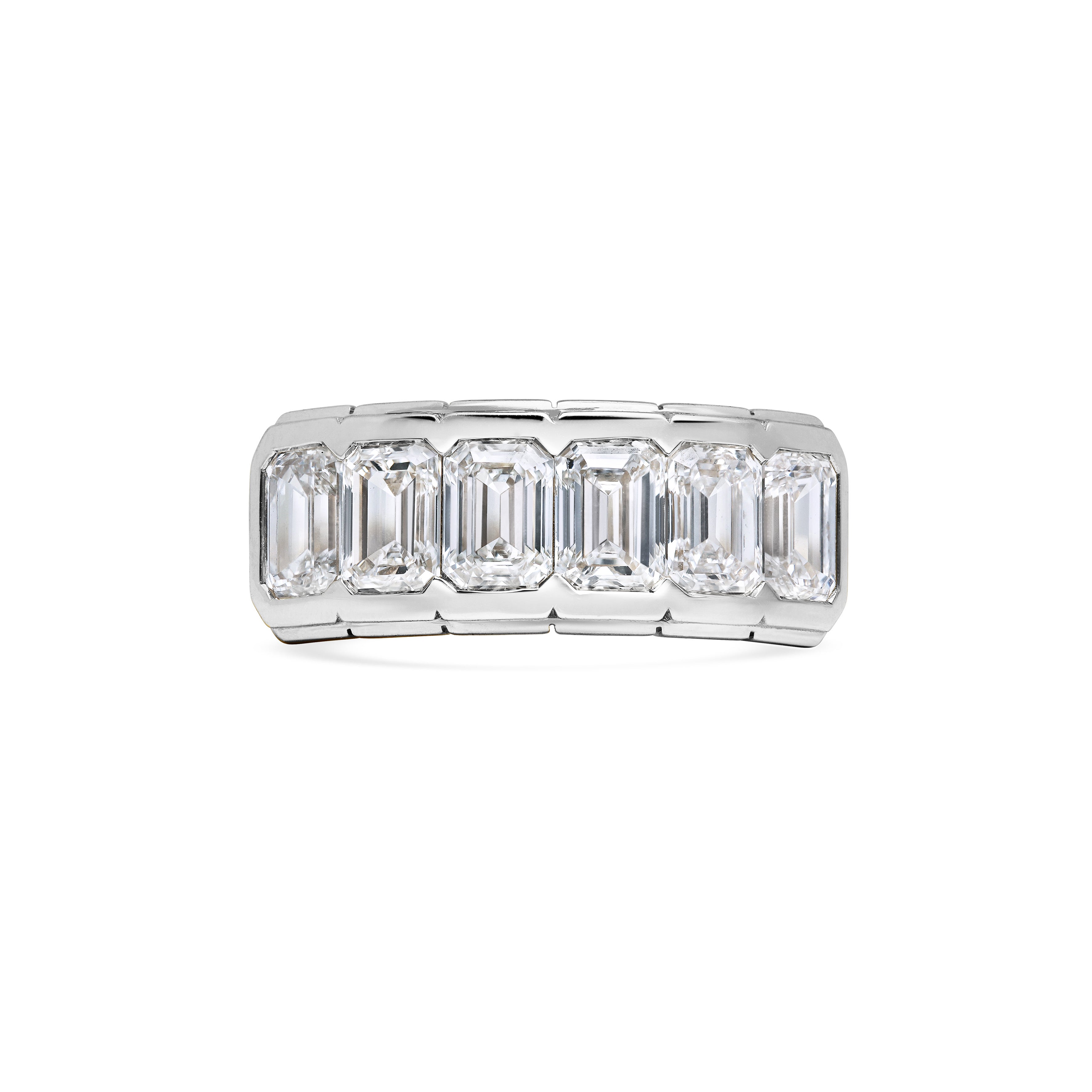 The BOUNDARY RING - EMERALD CUT by East London jeweller Rachel Boston | Discover our collections of unique and timeless engagement rings, wedding rings, and modern fine jewellery.