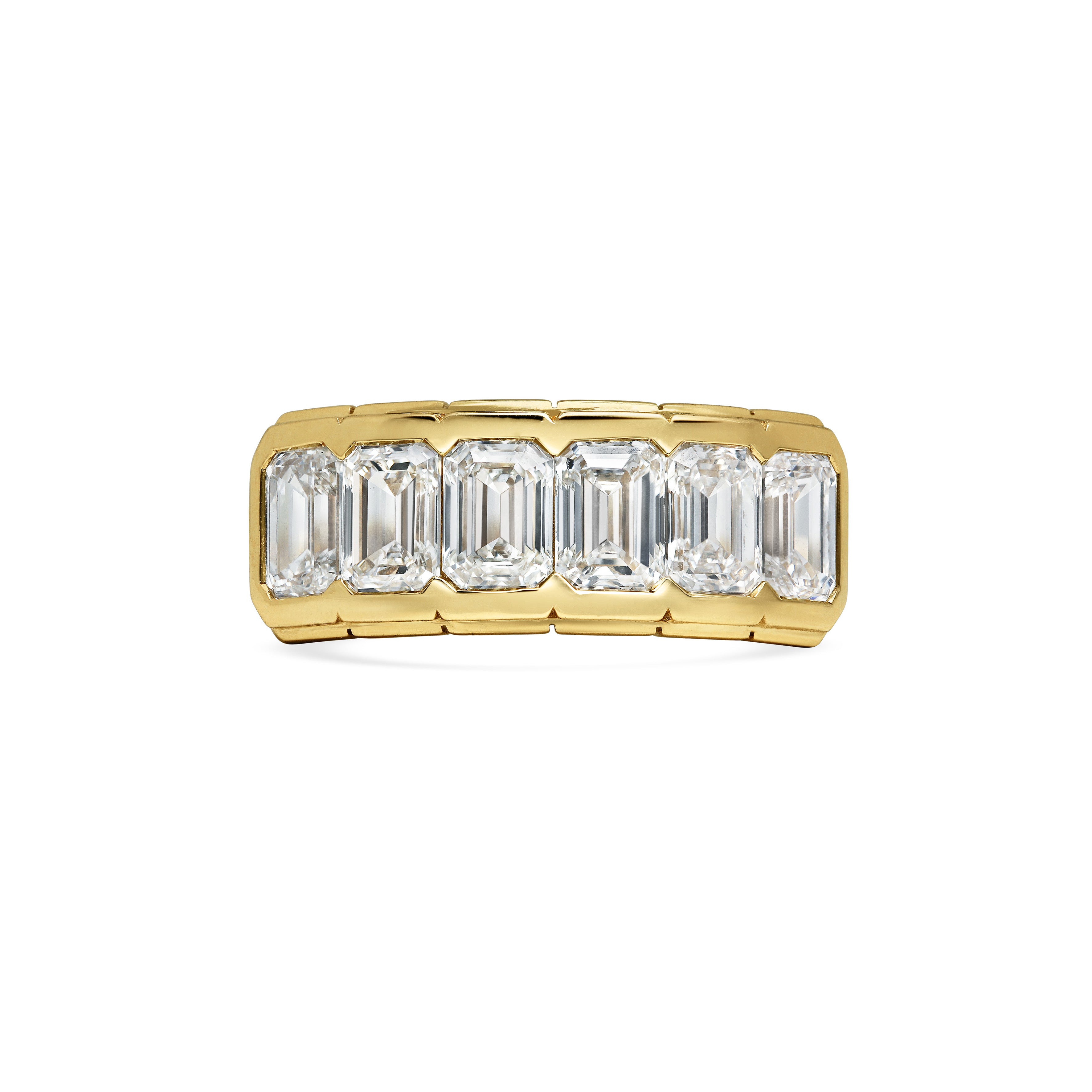 The BOUNDARY RING - EMERALD CUT by East London jeweller Rachel Boston | Discover our collections of unique and timeless engagement rings, wedding rings, and modern fine jewellery.