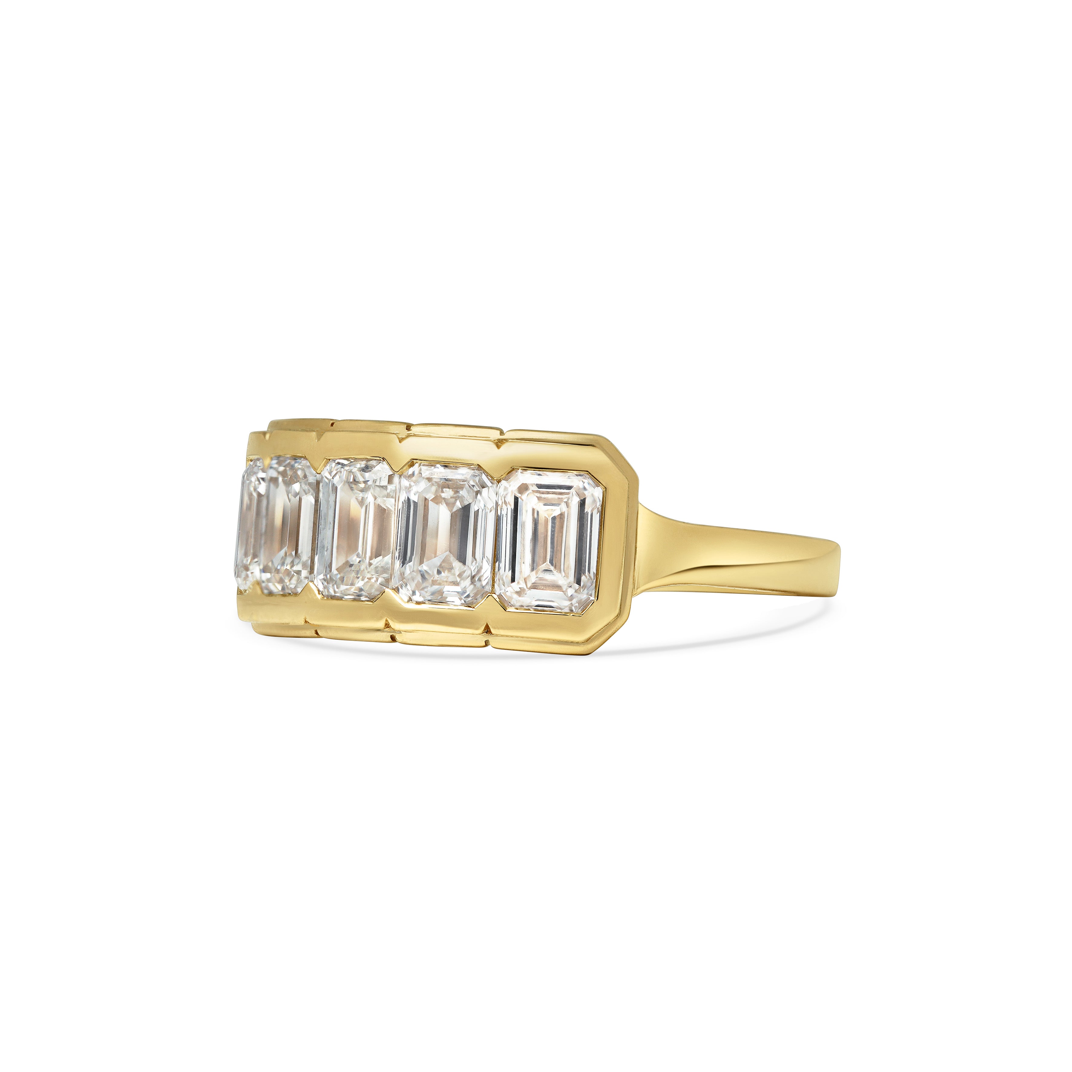 The BOUNDARY RING - EMERALD CUT by East London jeweller Rachel Boston | Discover our collections of unique and timeless engagement rings, wedding rings, and modern fine jewellery.