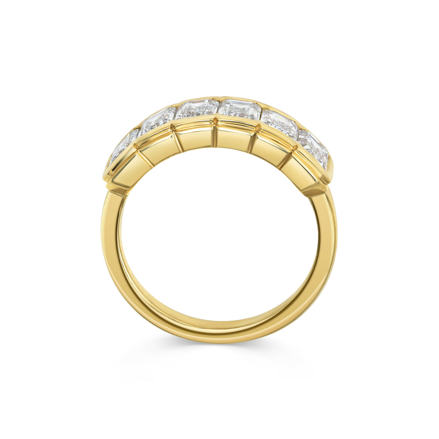 The BOUNDARY RING - EMERALD CUT by East London jeweller Rachel Boston | Discover our collections of unique and timeless engagement rings, wedding rings, and modern fine jewellery. - Rachel Boston Jewellery
