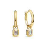 KNIFE EDGE HOOPS WITH RADIATE DROPPERS - EMERALD CUT