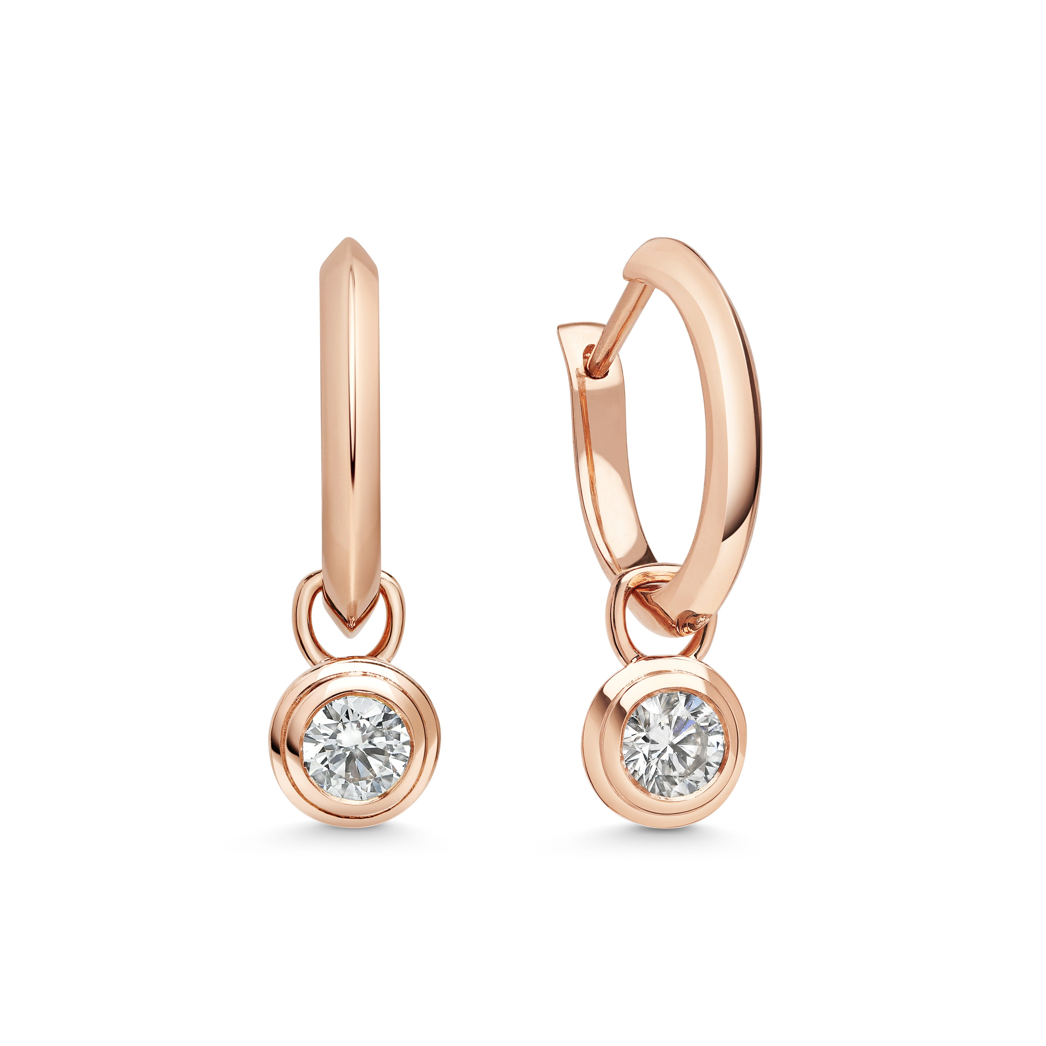 The Knife Edge Hoops with Radiate Droppers - Round Cut by East London jeweller Rachel Boston | Discover our collections of unique and timeless engagement rings, wedding rings, and modern fine jewellery.