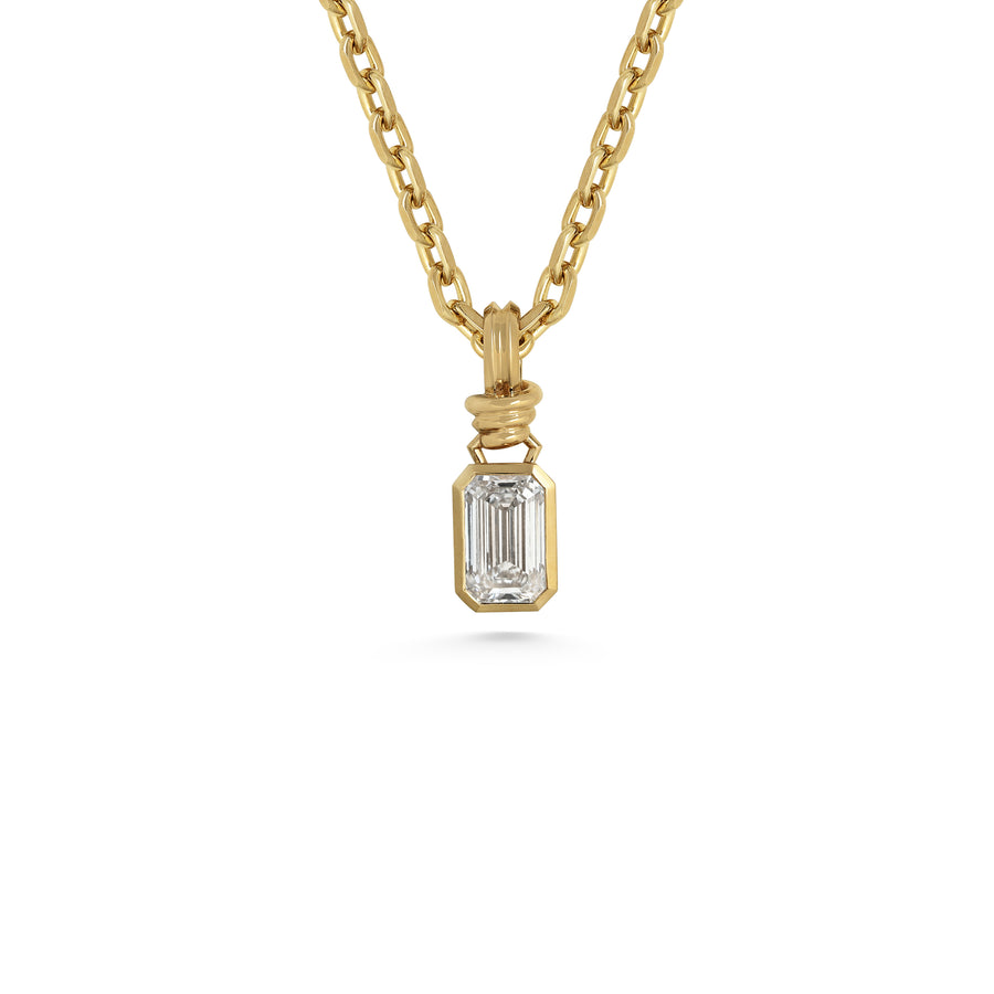 The LATCH PENDANT - EMERALD CUT by East London jeweller Rachel Boston | Discover our collections of unique and timeless engagement rings, wedding rings, and modern fine jewellery. - Rachel Boston Jewellery