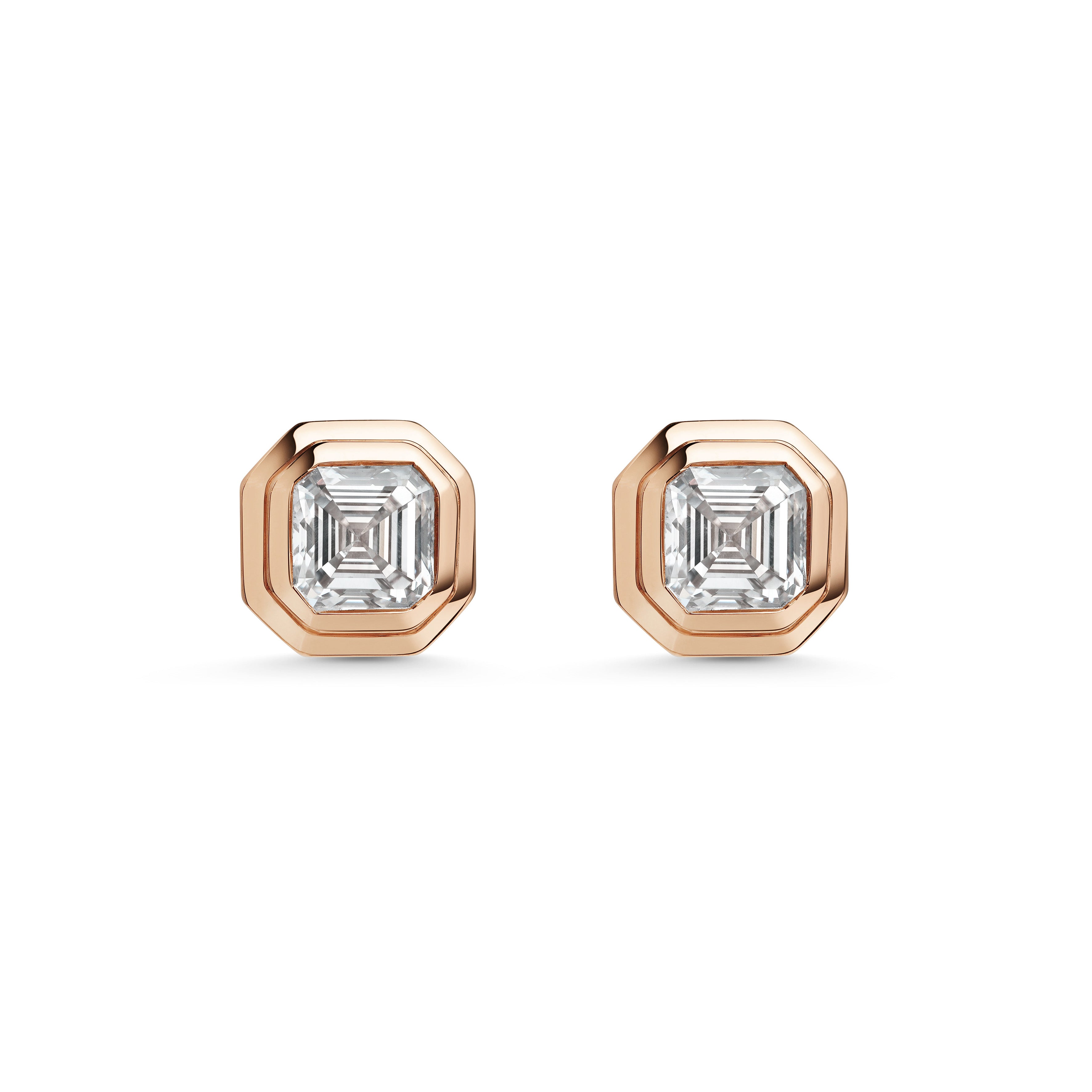 The Radiate Studs - Asscher Cut by East London jeweller Rachel Boston | Discover our collections of unique and timeless engagement rings, wedding rings, and modern fine jewellery.